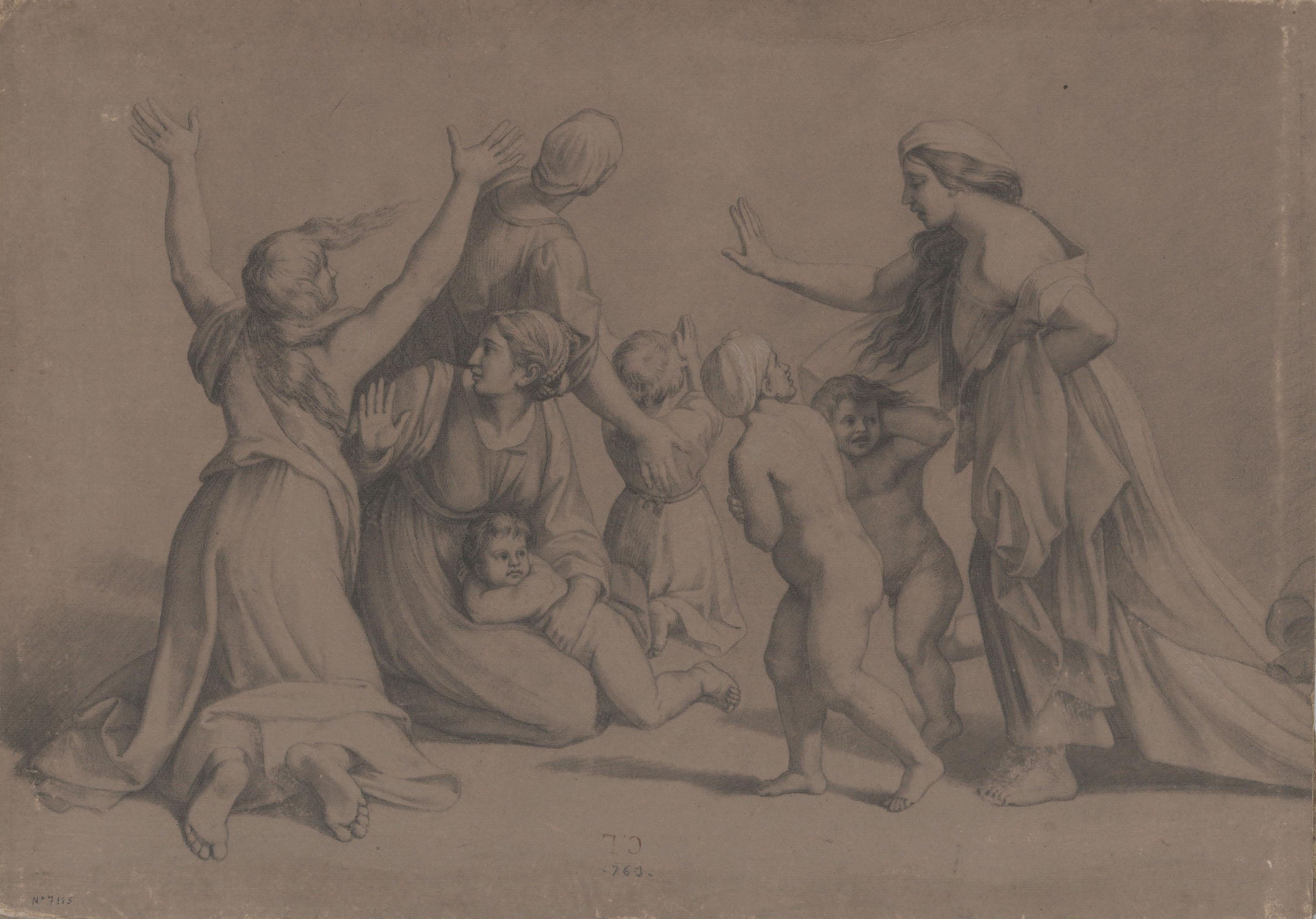 image for: Claudi Lorenzale - Figures de l’incendi del Borgo. Còpia de la pintura de Rafael a les estances vaticanes - Cap a 1839 -1840