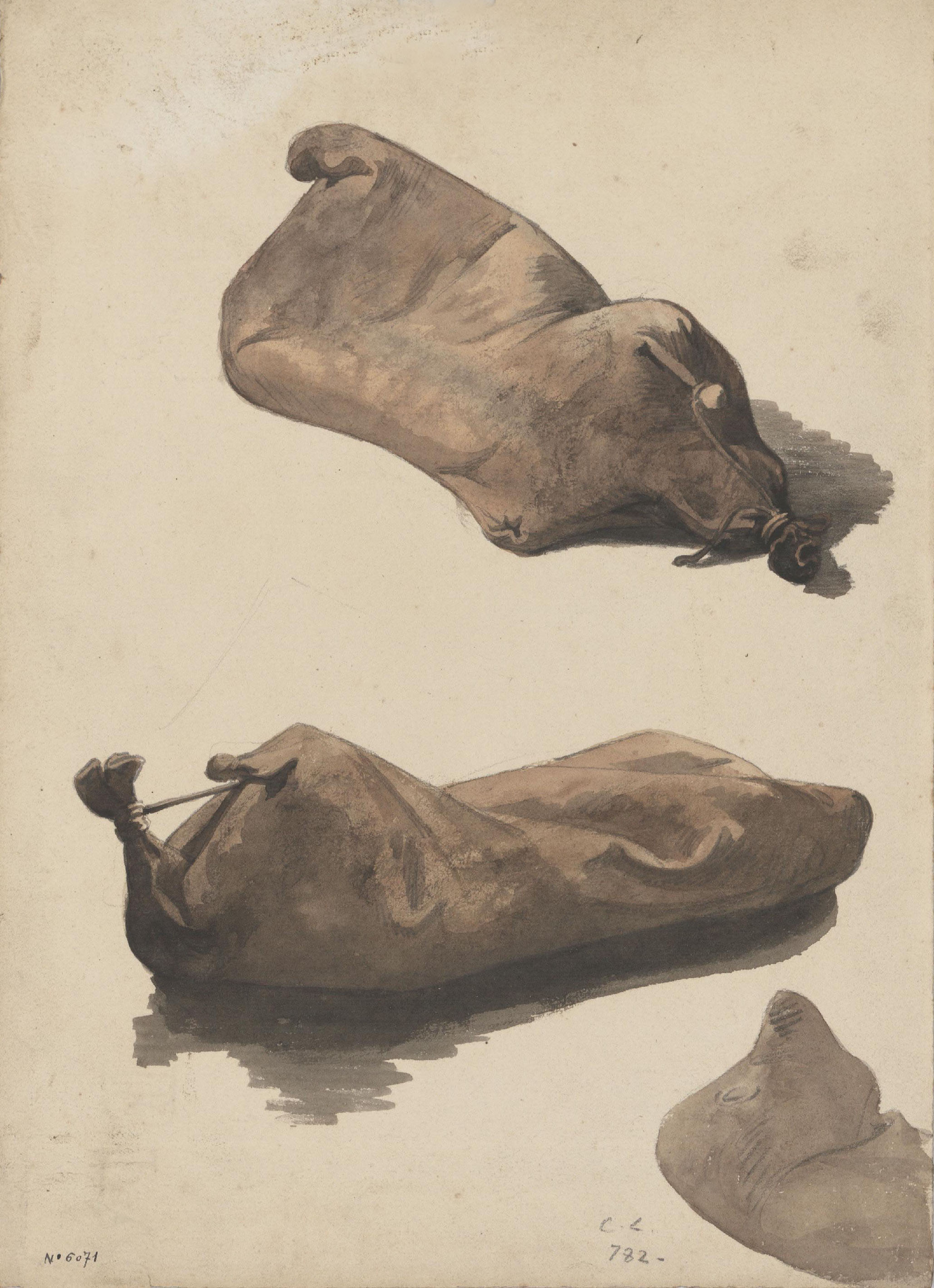 image for: Claudi Lorenzale - Dues bosses de pell per envasar vi o oli - Cap a 1840-1850