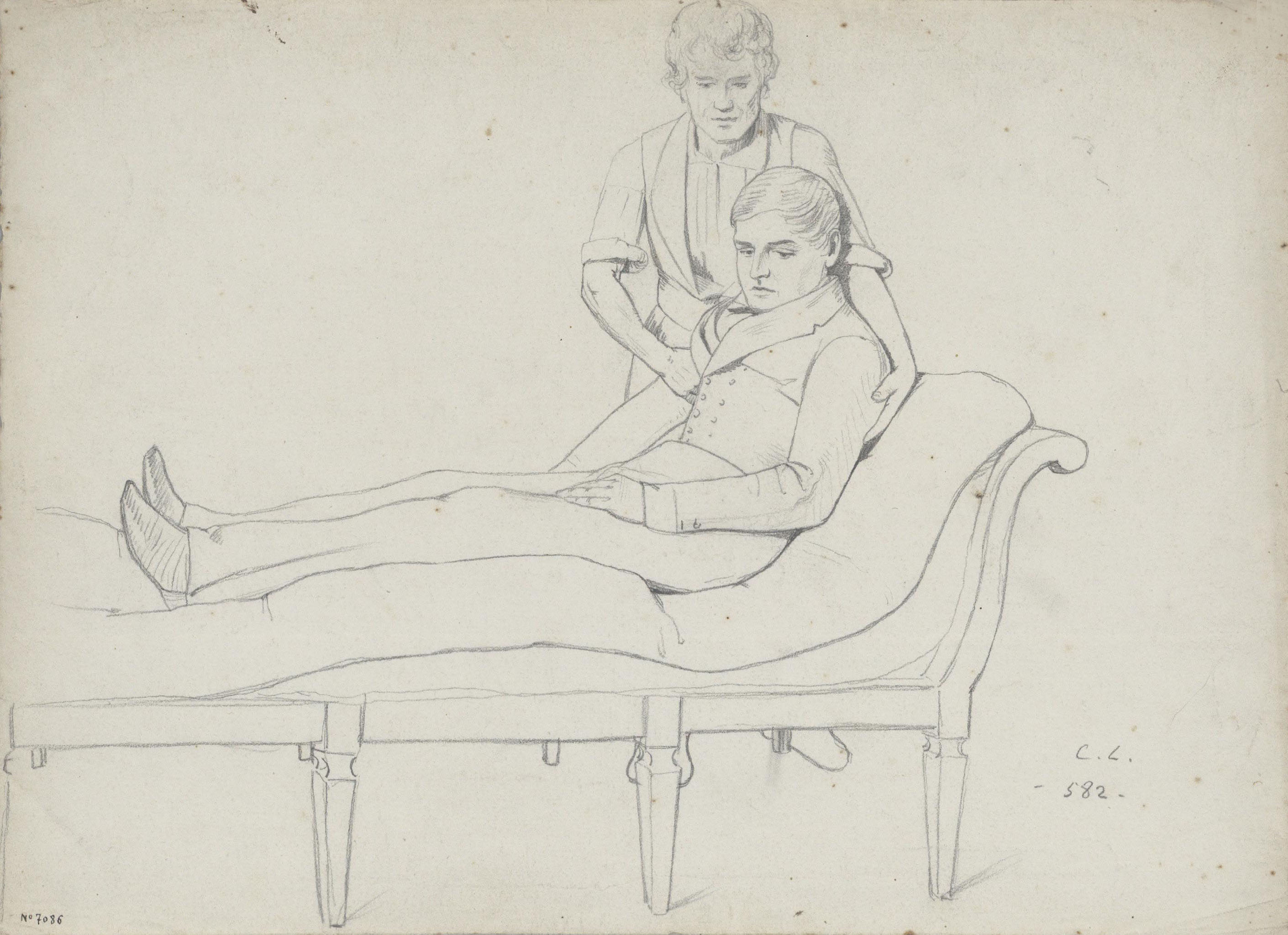 image for: Claudi Lorenzale - Infermer ajudant a incorporar-se a un home ajagut - Cap a 1840-1860