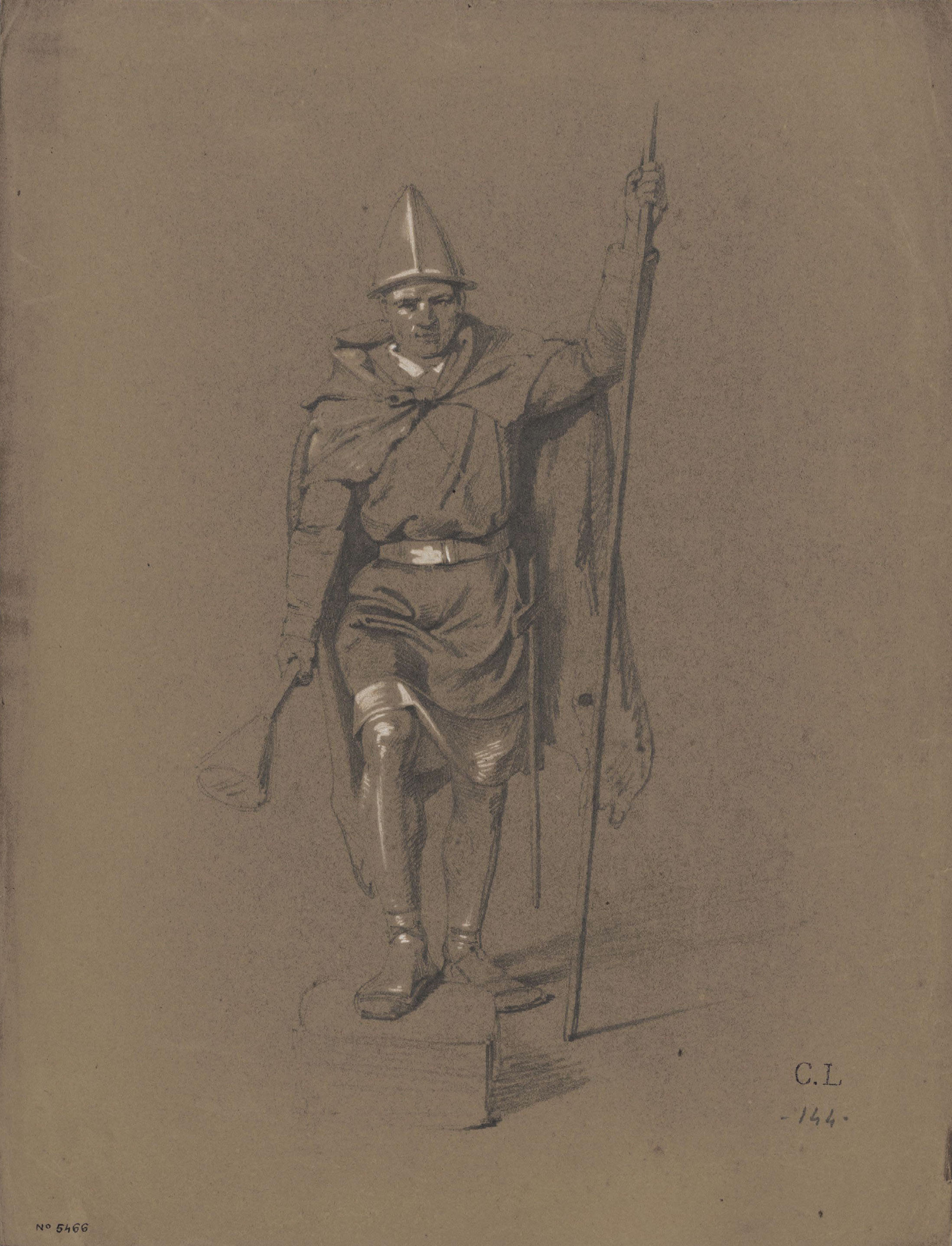 image for: Claudi Lorenzale - Estudi de figura per al quadre «Otger Cathaló» - Cap a 1855