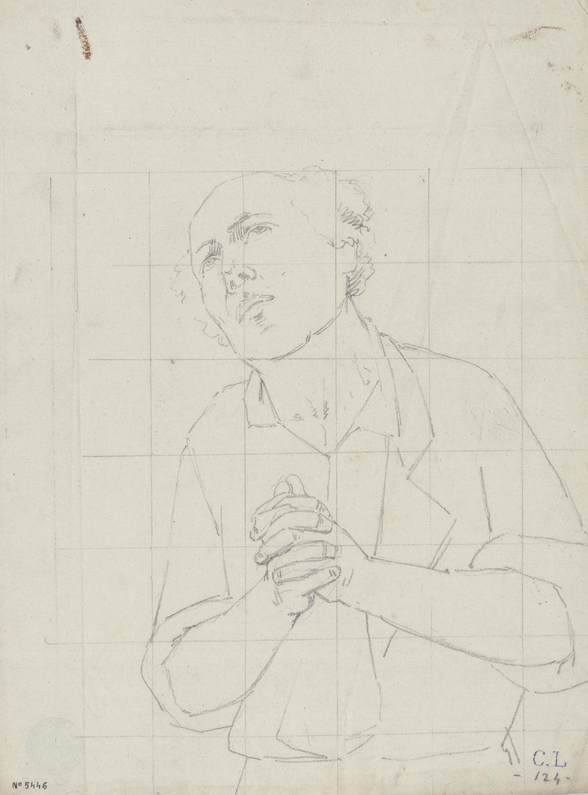 image for: Claudi Lorenzale - Figura d&#039;home en actitud suplicant - Cap a 1850-1870