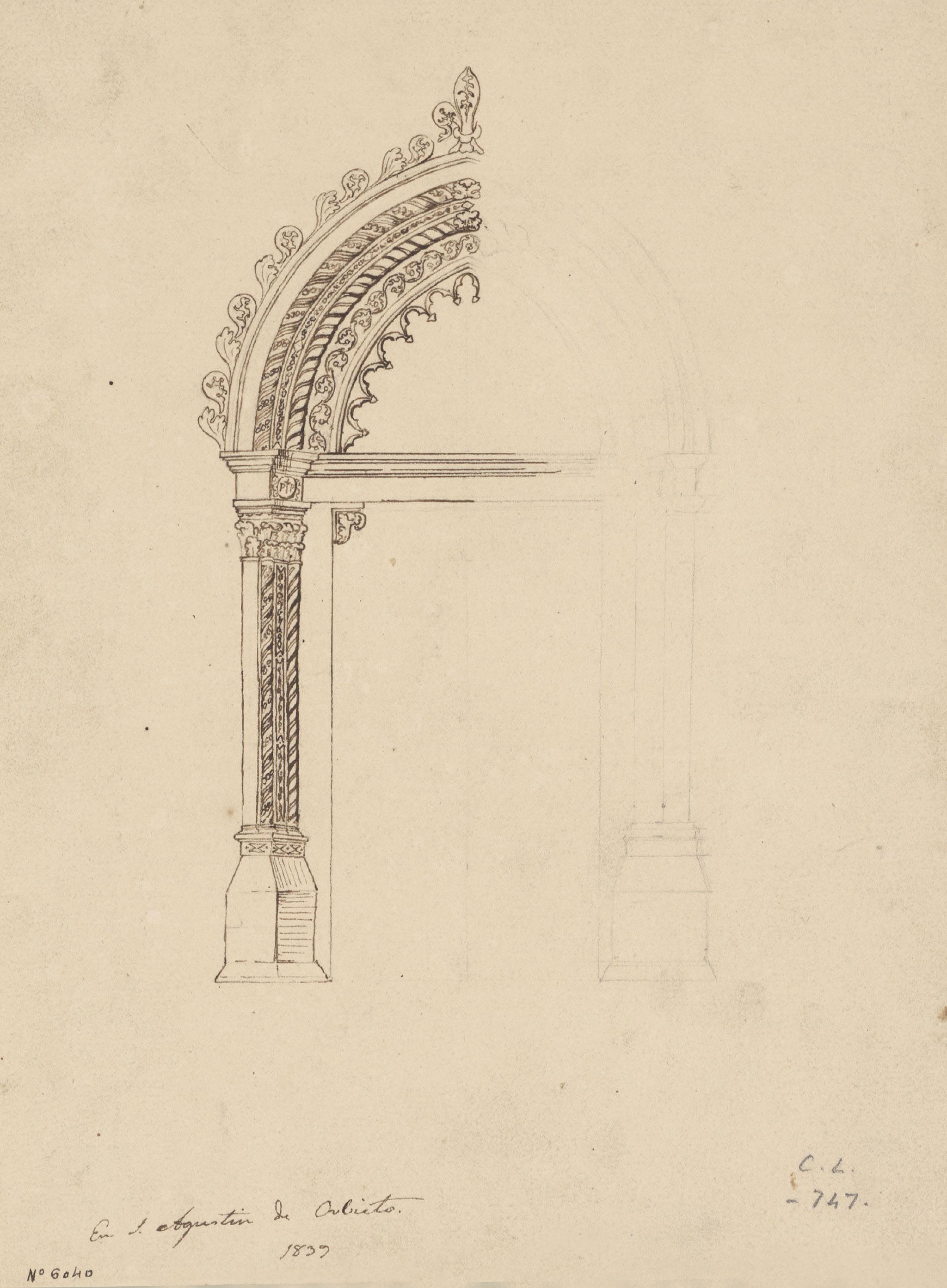 image for: Claudi Lorenzale - Estudi de porta gòtica de l&#039;església de Sant Agustí d&#039;Orvieto - 1839