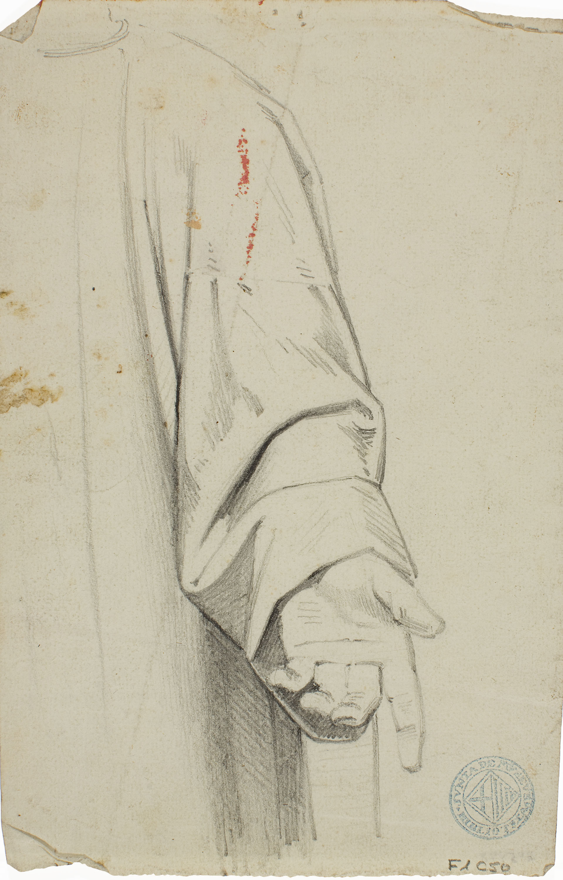 image for: Claudi Lorenzale - Estudi de vestimenta de màniga i de mà (anvers) / Estudi de vestimenta de màniga i de mà (revers) - Cap a 1850-1870 [1]