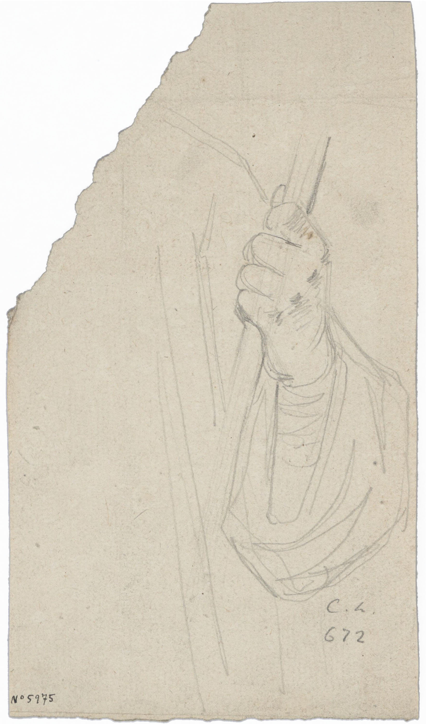 image for: Claudi Lorenzale - Estudi de mà masculina aguantant una barra - Cap a 1850-1870