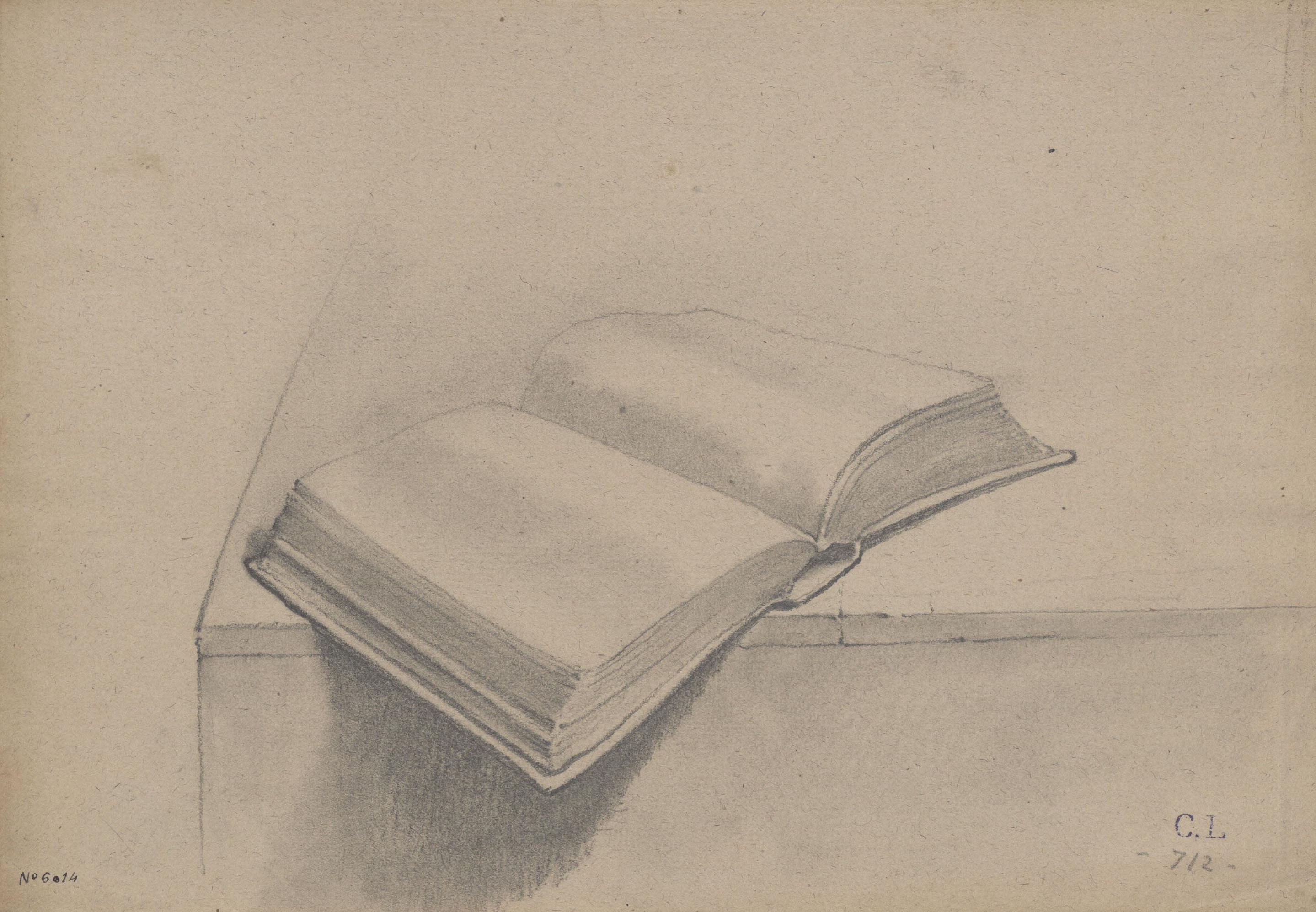 image for: Claudi Lorenzale - Llibre obert sobre una taula - Cap a 1850-1870