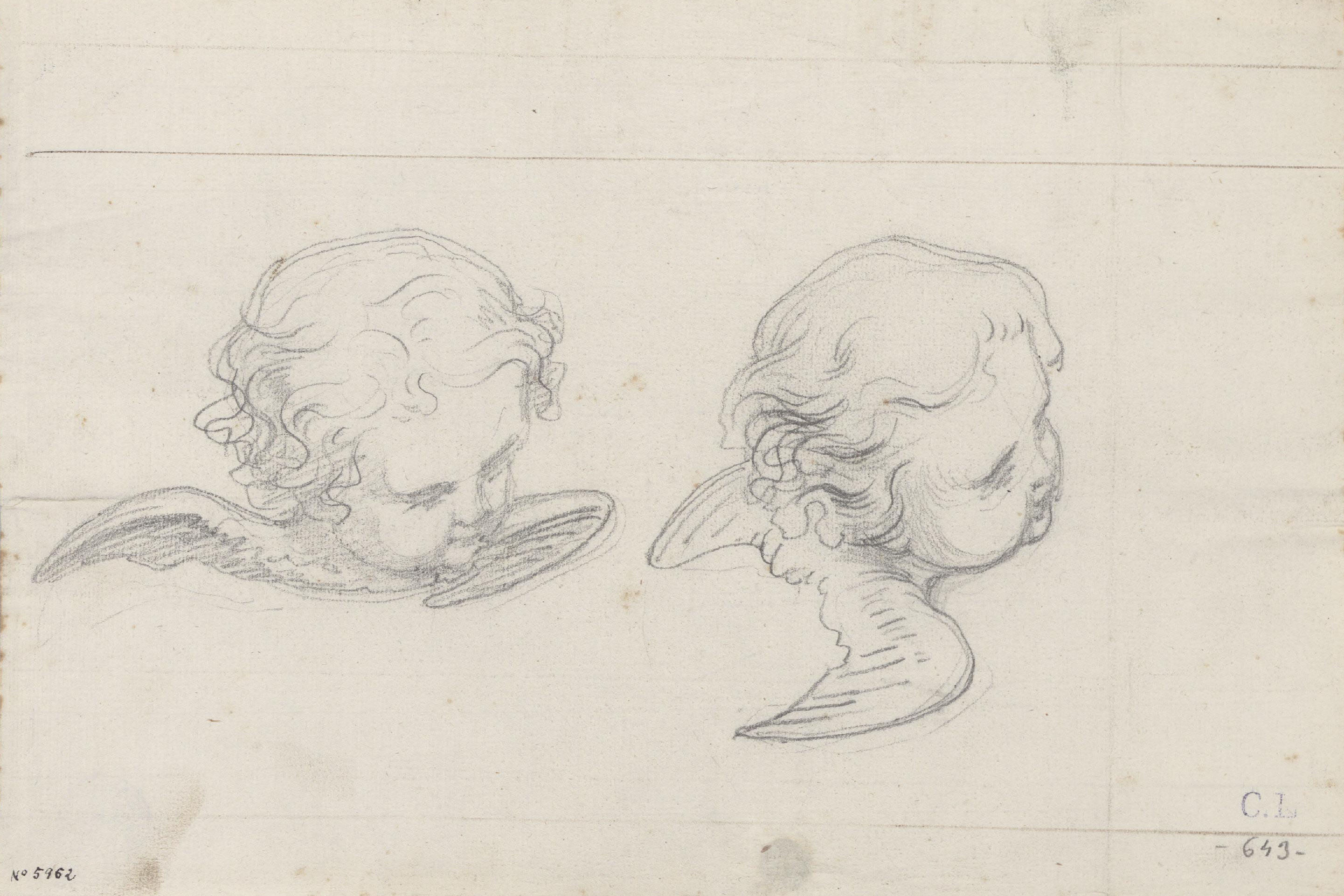image for: Claudi Lorenzale - Dos caps de querubins - Cap a 1850-1870