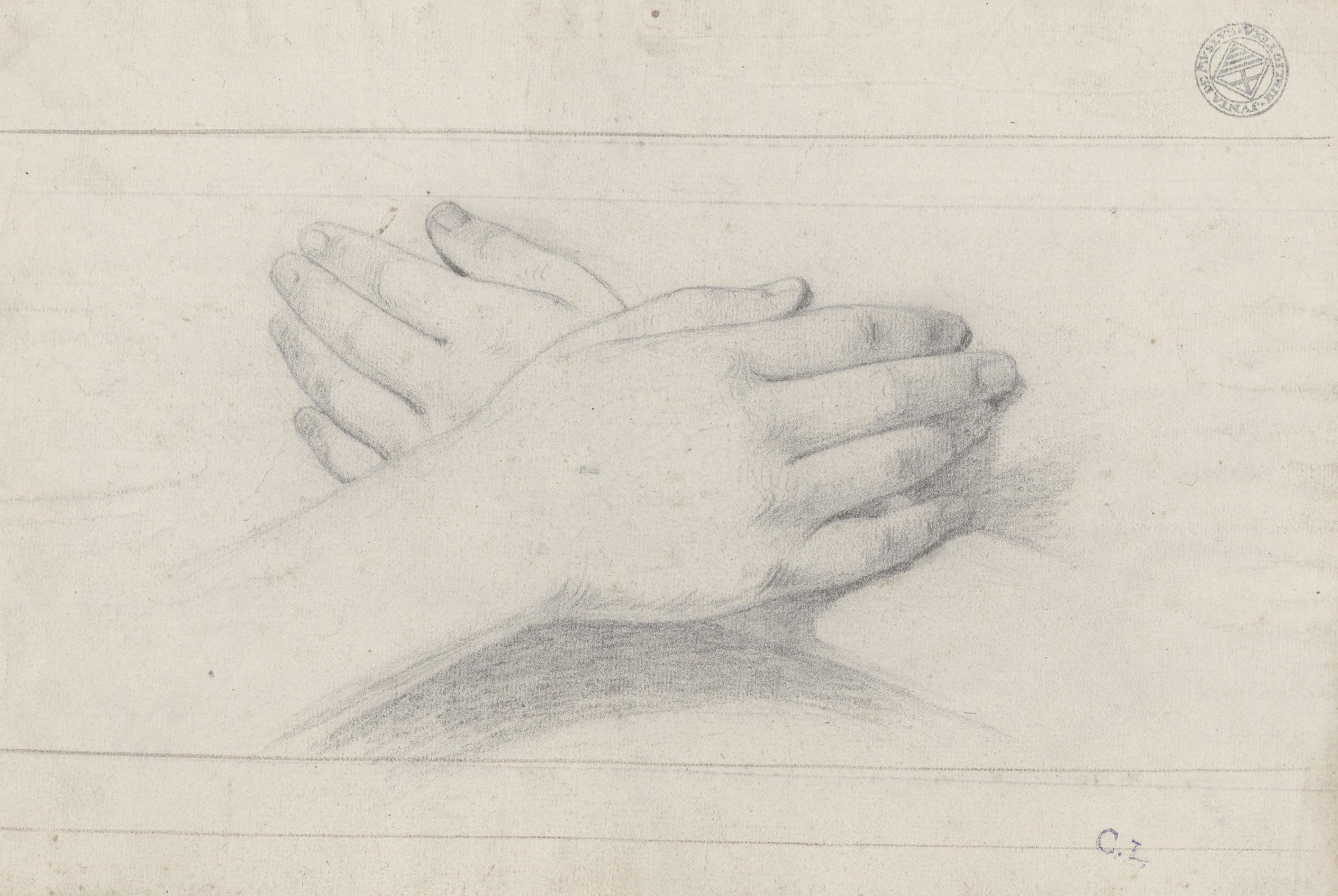 image for: Claudi Lorenzale - Estudi de dues mans creuades (anvers) / Estudi de dues mans creuades (revers) - Cap a 1850-1870 [1]