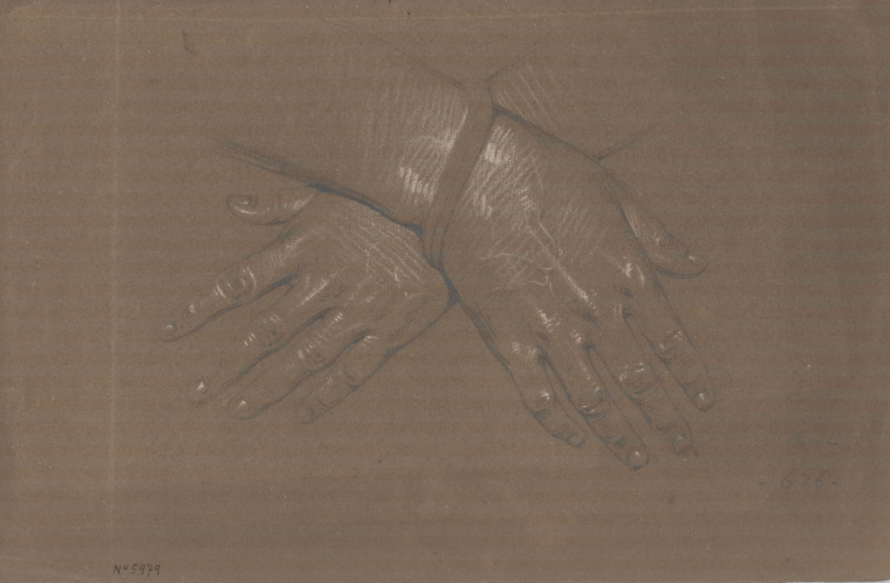 image for: Claudi Lorenzale - Estudi de dues mans creuades - Cap a 1850-1870