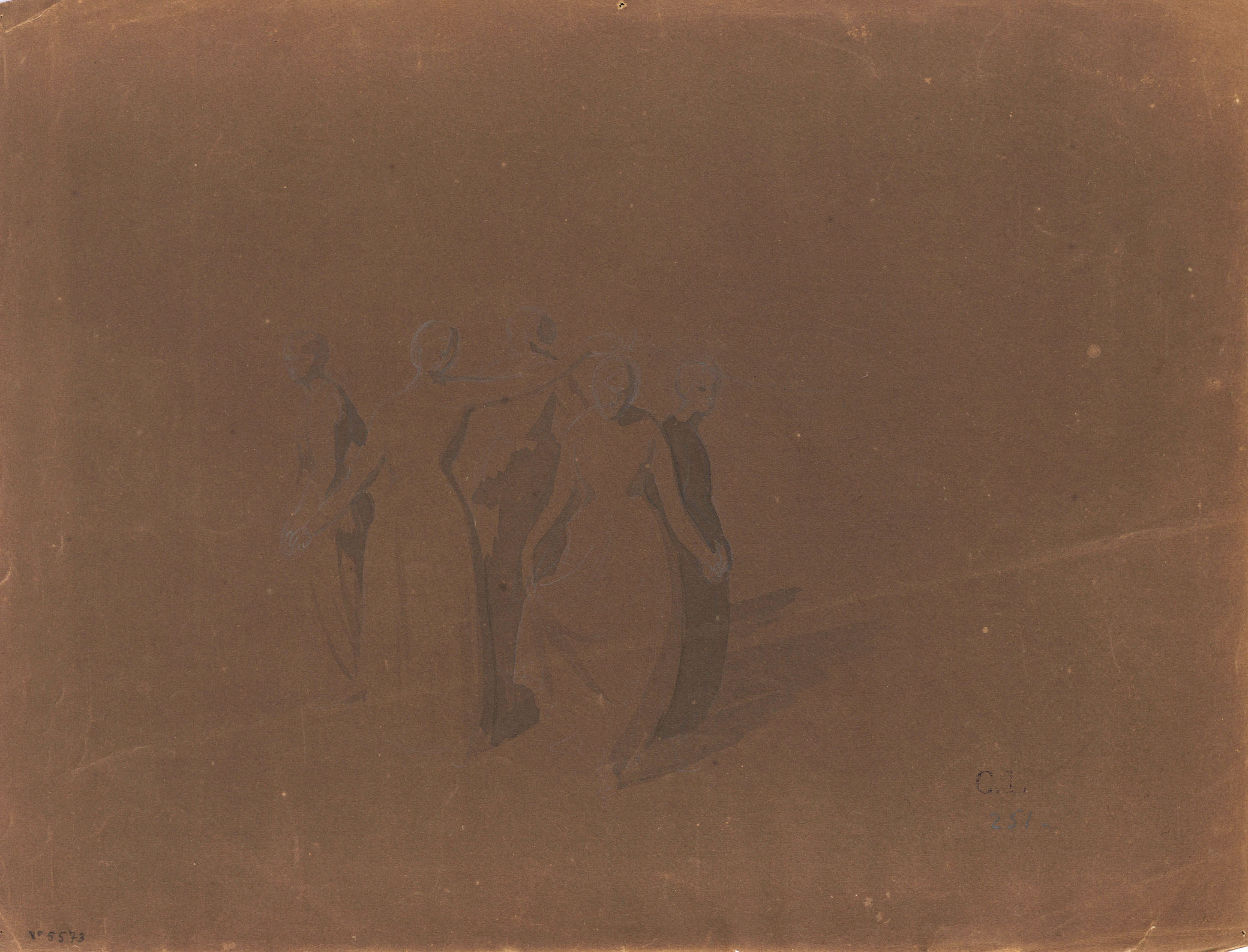 image for: Claudi Lorenzale - Grup de noies agafades de la mà, en actitud de ballar una dansa típica - Cap a 1850-1880