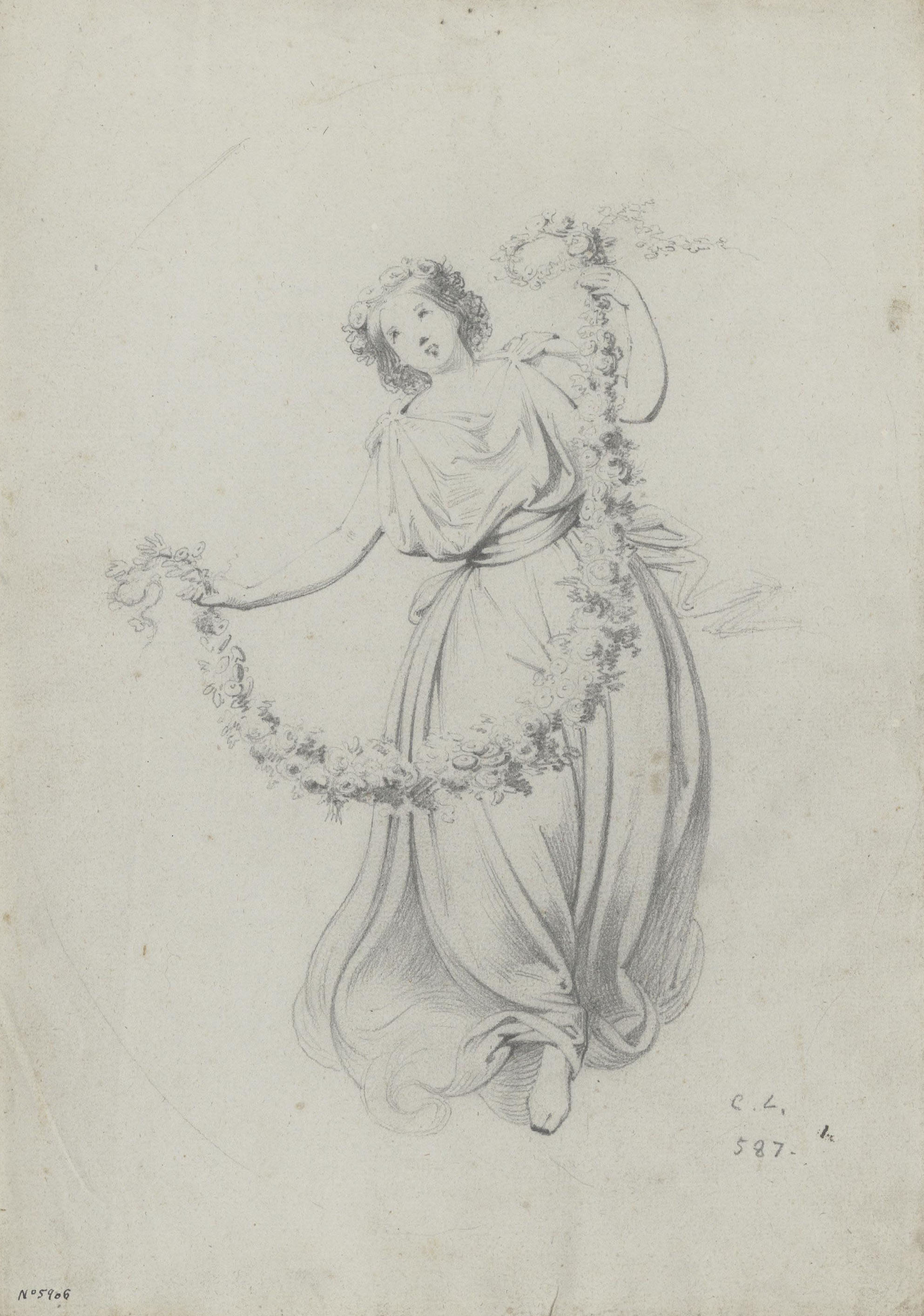 image for: Claudi Lorenzale - Estudi de l&#039;Al·legoria de la Primavera per al quadre del mateix nom - Cap a 1857