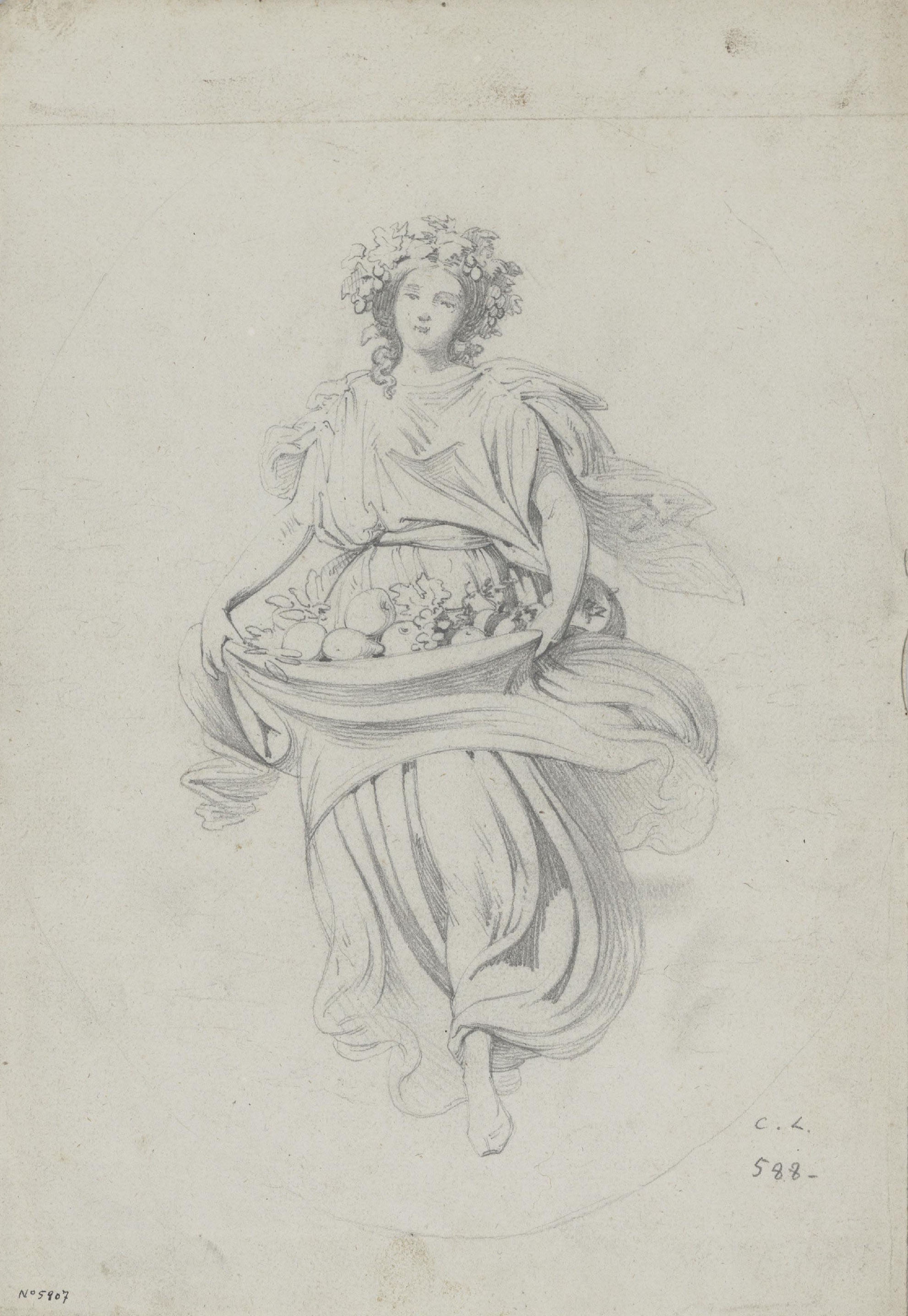 image for: Claudi Lorenzale - Estudi de l&#039;Al·legoria de la Tardor per al quadre del mateix nom - Cap a 1857