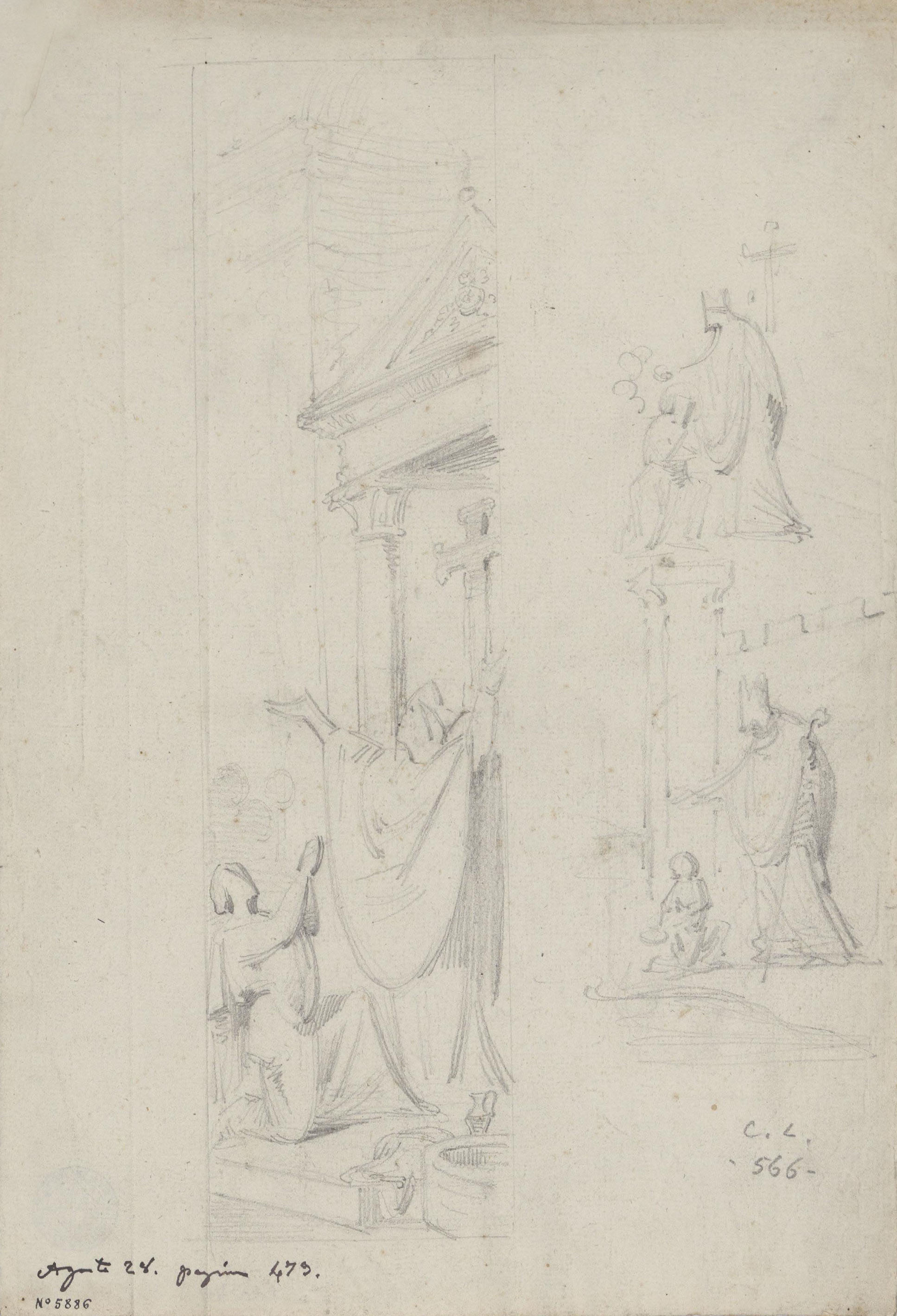 image for: Claudi Lorenzale - Fidel agenollat davant d&#039;un bisbe - Cap a 1850-1870