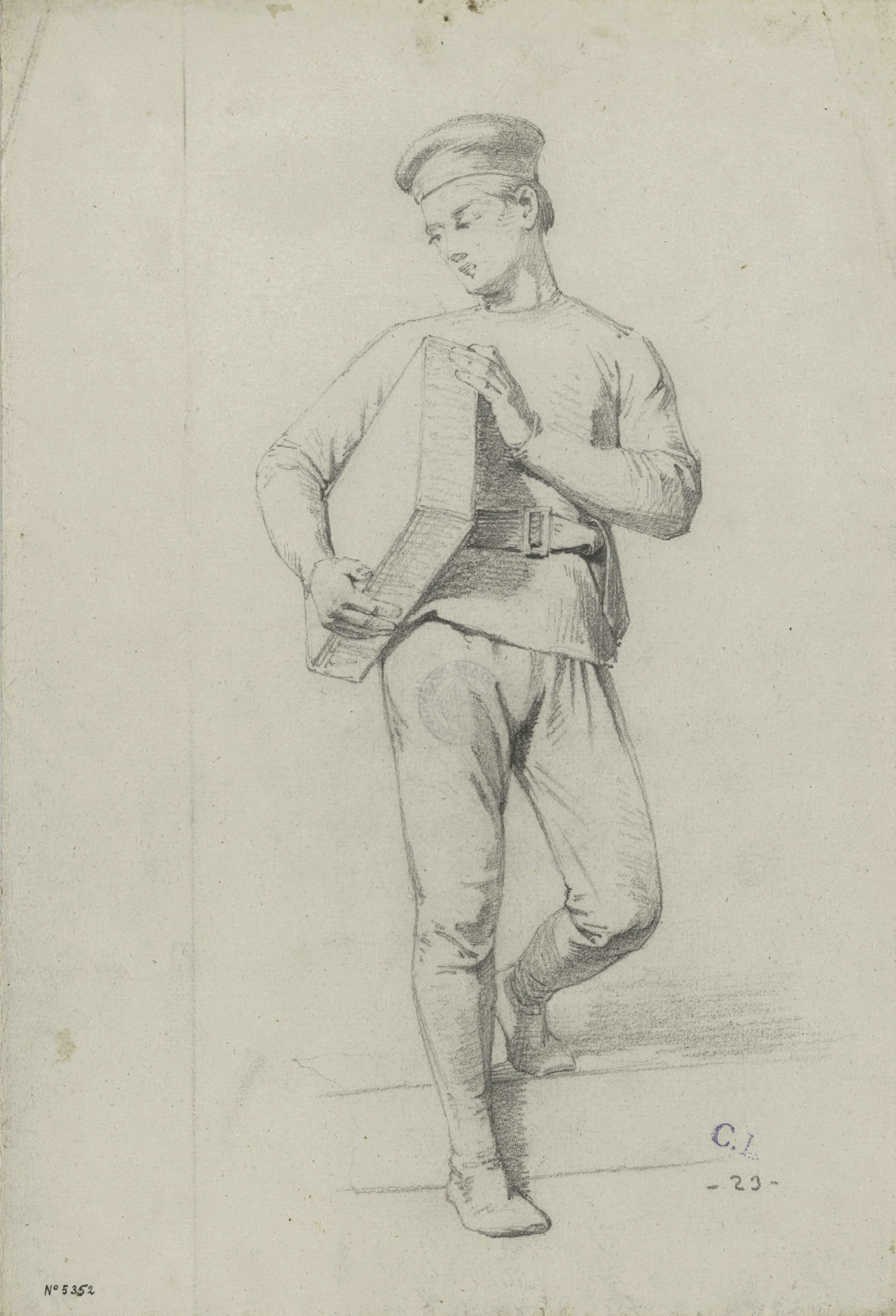 image for: Claudi Lorenzale - Estudi de figura per al quadre «Els ambaixadors de la Diputació a Vilafranca prohibeixen a la Reina Joana que acompanyi el Príncep de Viana a Barcelona» - Cap a 1860-1870