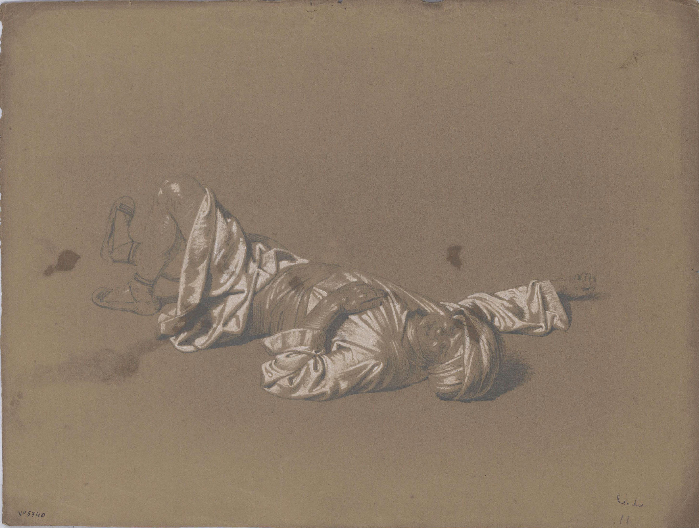 image for: Claudi Lorenzale - Estudi de figura per al quadre «Otger Cathaló» (anvers) / Estudi per al quadre «Otger Cathaló» (revers) - Cap a 1855