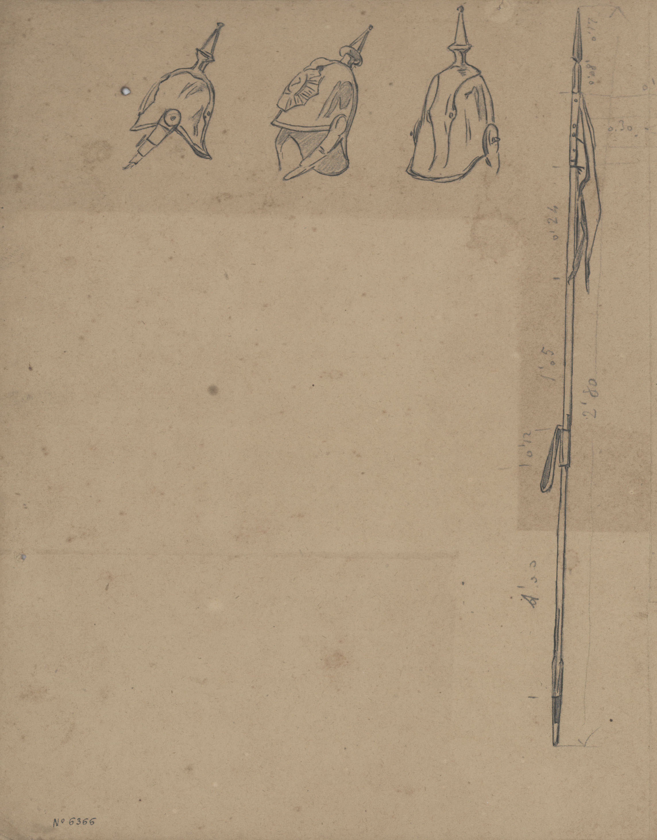 image for: Josep Lluís Pellicer - Estudi de cascos i llança - Cap a 1872-1876