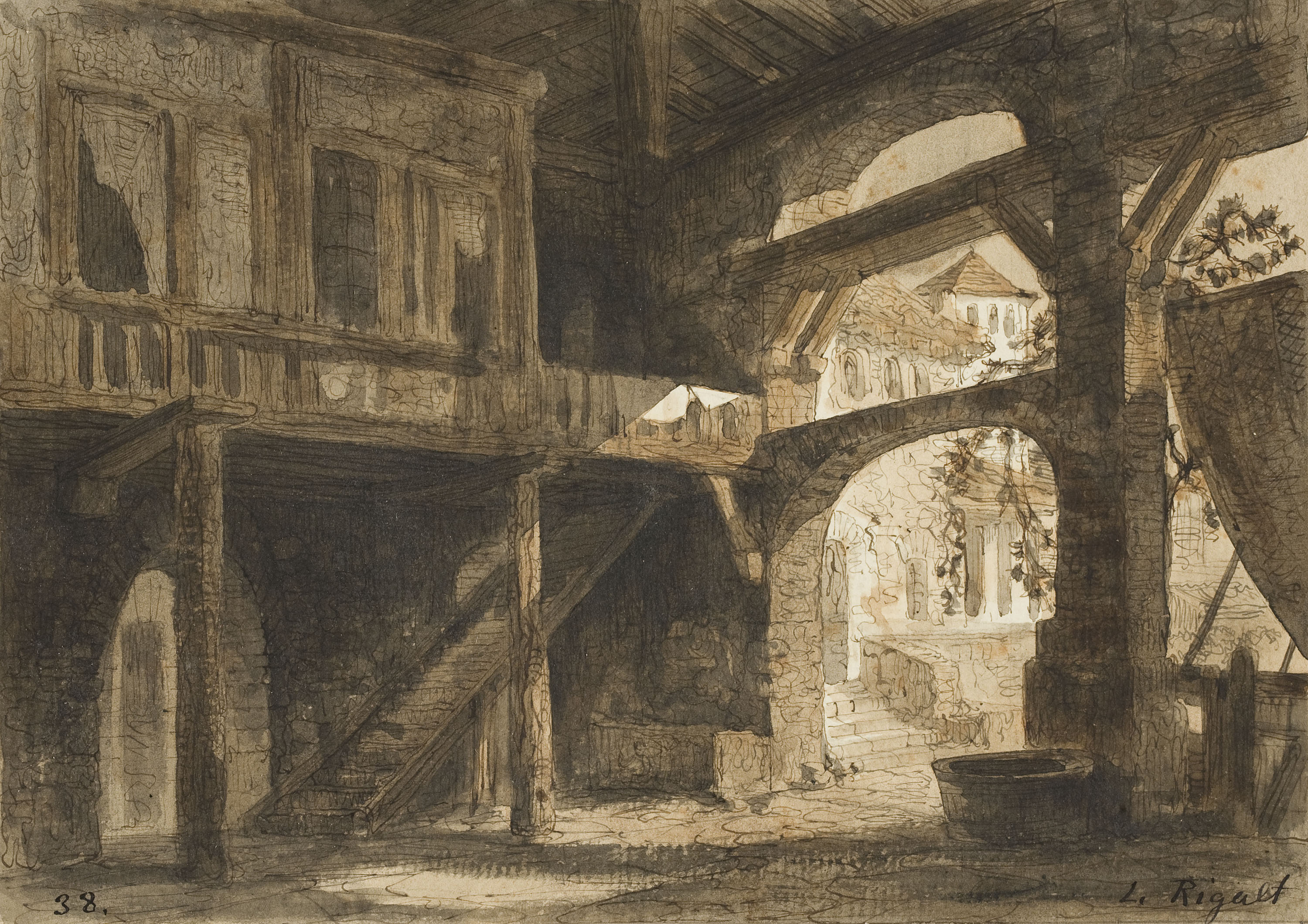 image for: Lluís Rigalt - Interior d&#039;una masia - Cap a 1874