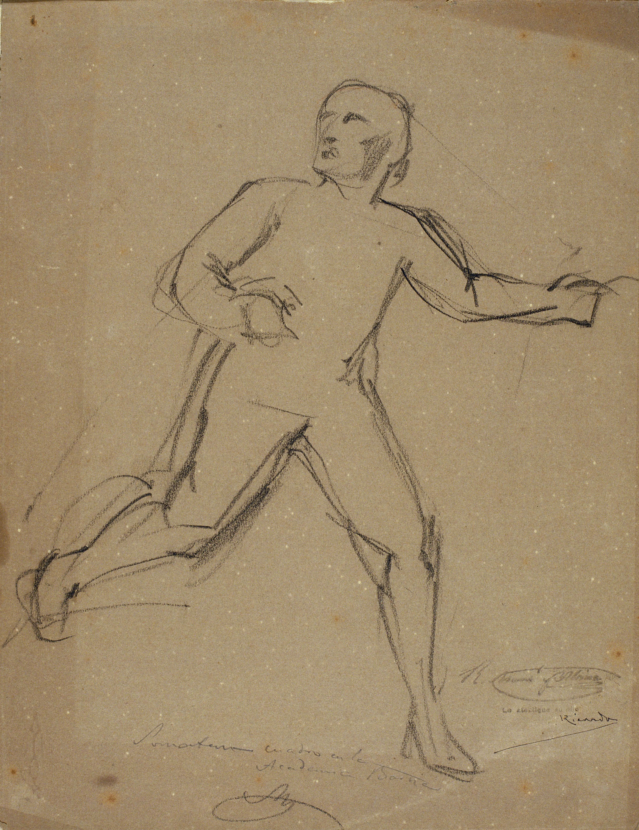 image for: Ramon Martí i Alsina - Estudi de sometent en actitud de caminar per al quadre «El Sometent del Bruc» - Cap a 1866