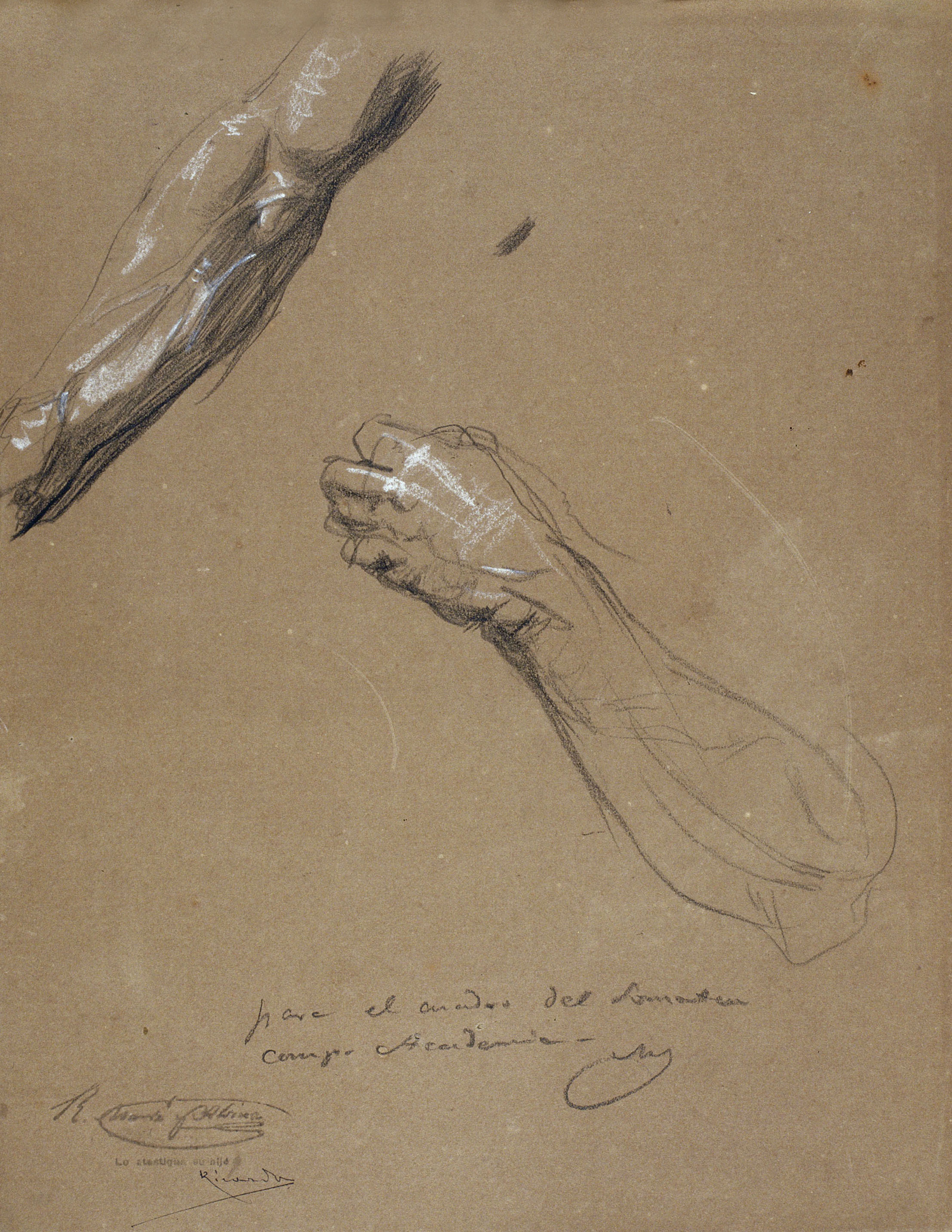 image for: Ramon Martí i Alsina - Estudi de braços per al quadre El Somaten del Bruc - Cap a 1866