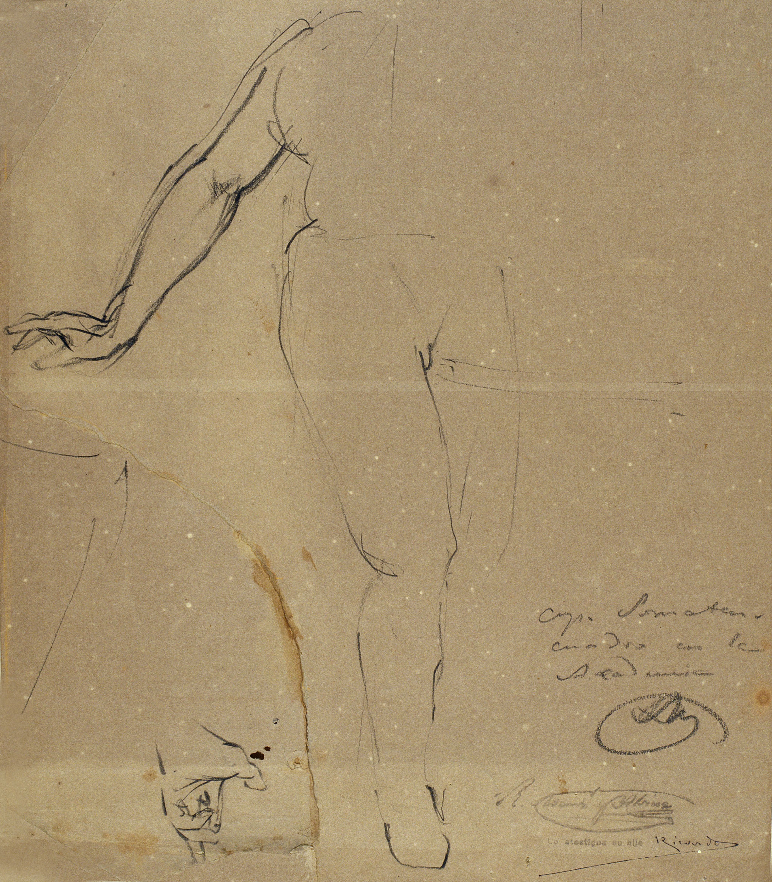 image for: Ramon Martí i Alsina - Esbós de figura sencera sense cap per al quadre«El Sometent del Bruc» - Cap a 1866