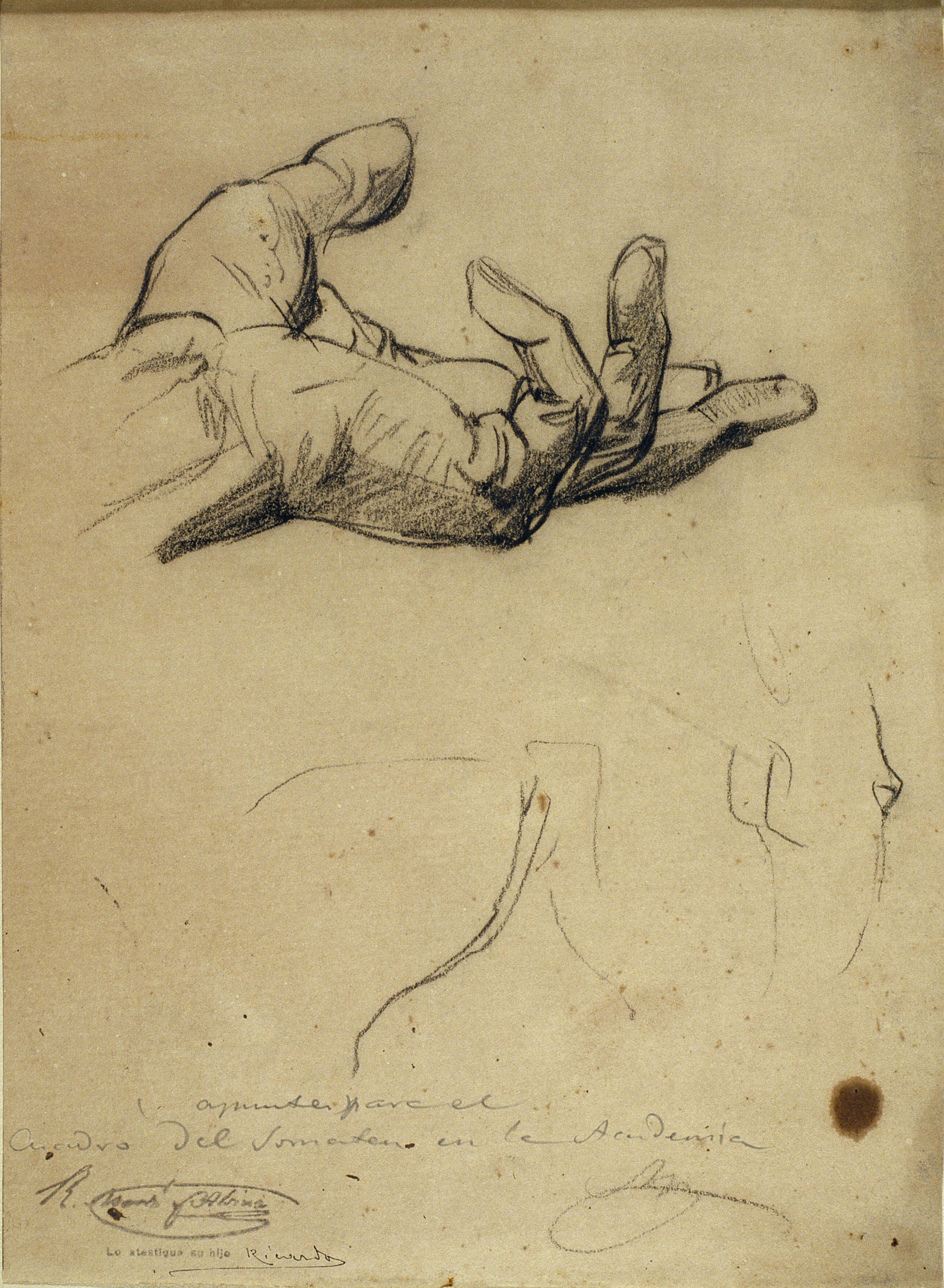 image for: Ramon Martí i Alsina - Estudi de mà per al quadre «El Sometent del Bruc» - Cap a 1866