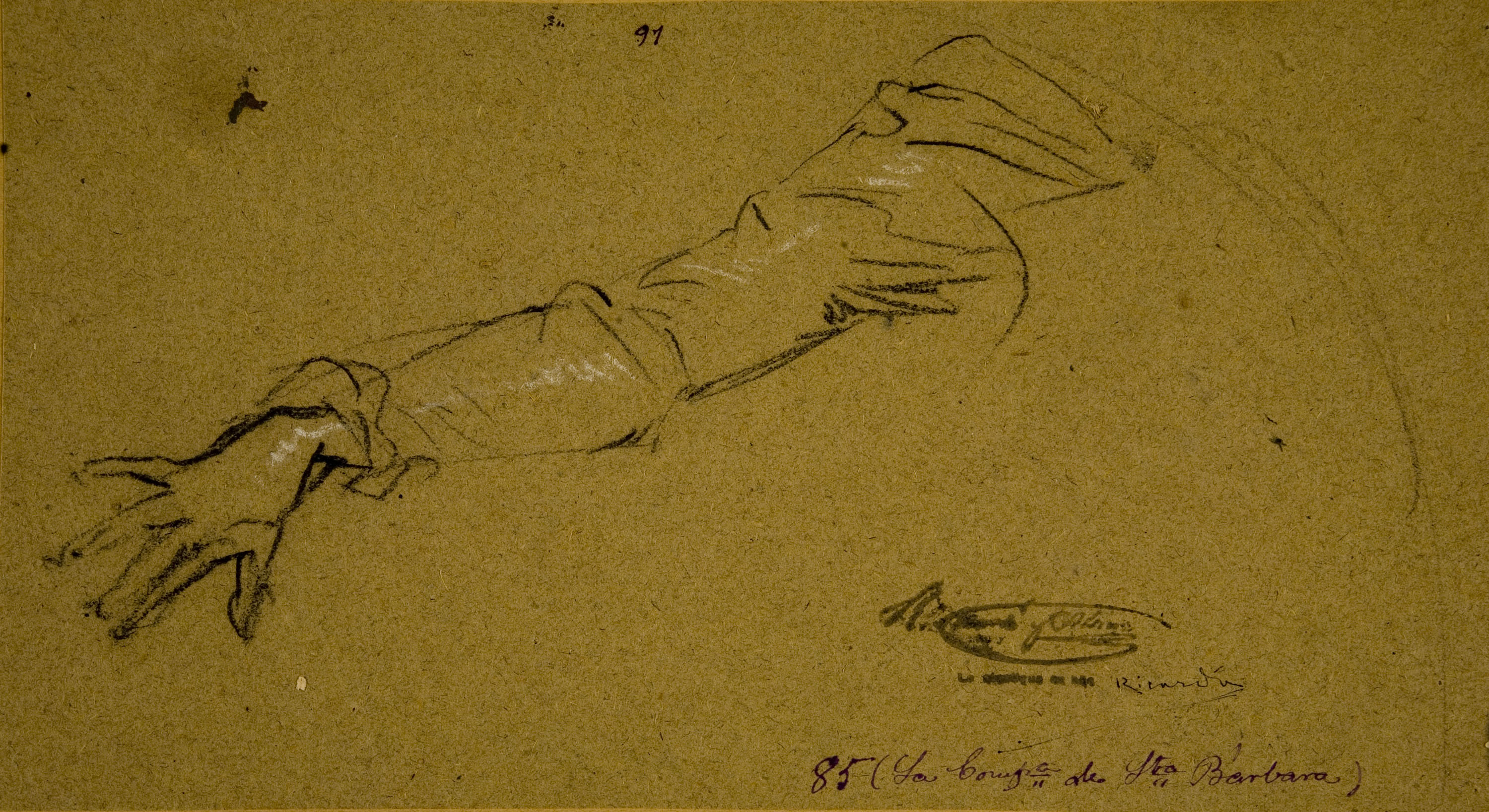 image for: Ramon Martí i Alsina - Estudi de braç per al quadre «La Companyia de Santa Bàrbara» - Cap a 1891