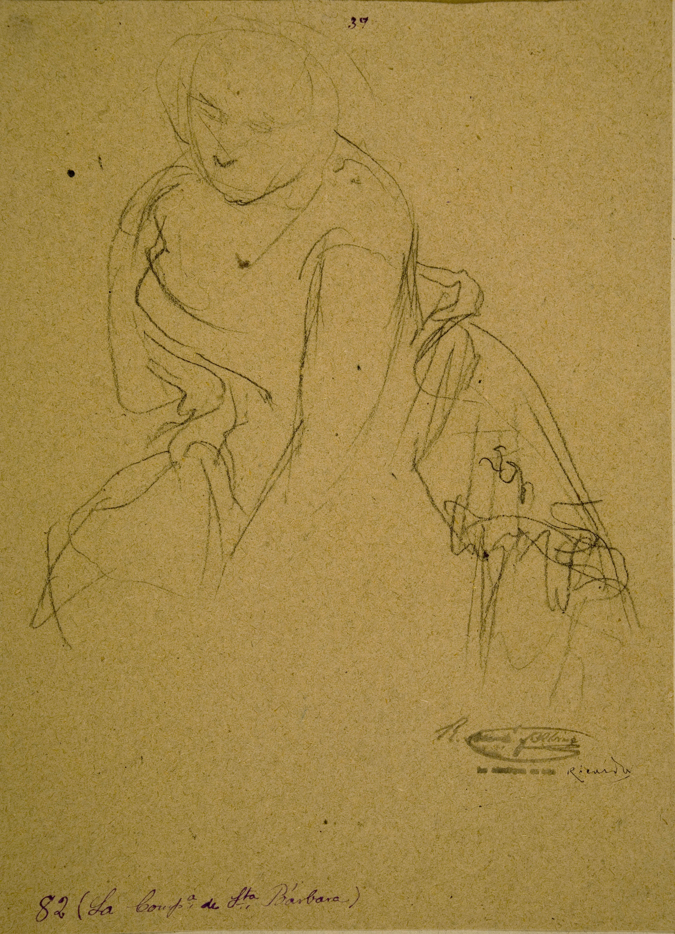 image for: Ramon Martí i Alsina - Estudi per al quadre ««La Companyia de Santa Bàrbara»» - Cap a 1891