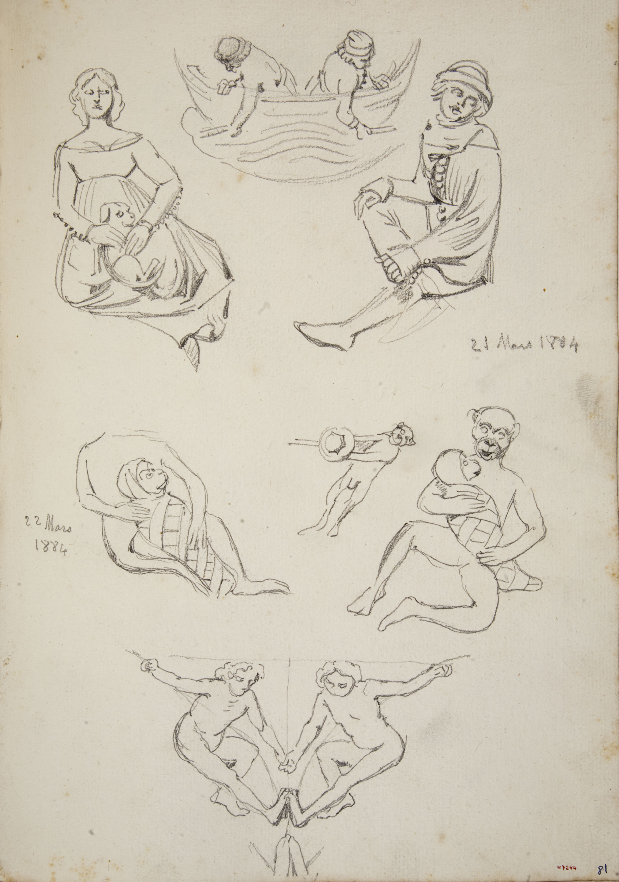 image for: Apel·les Mestres - Estudi de figures i animals. (Catedral de Barcelona) - 1884