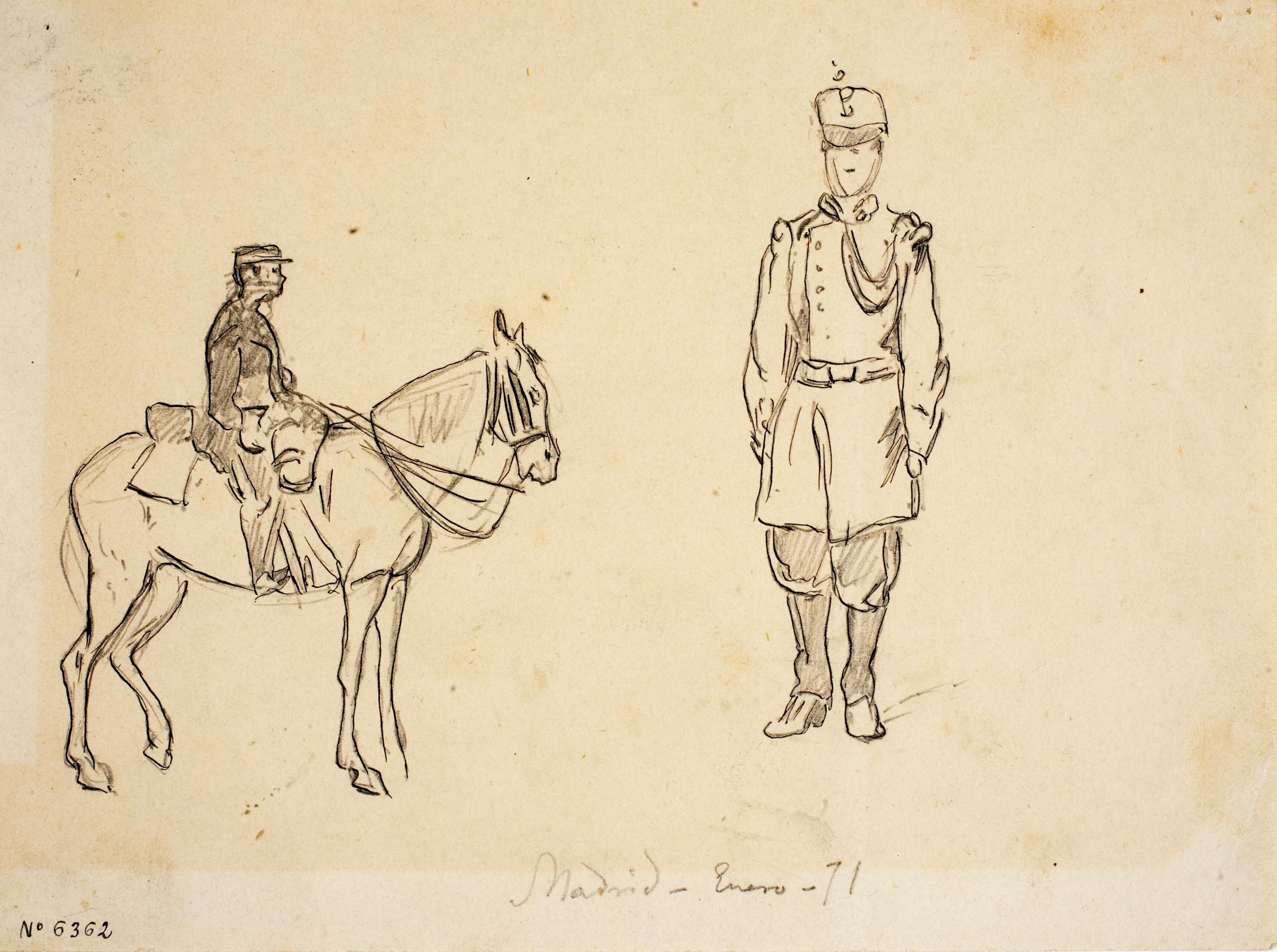image for: Josep Lluís Pellicer - Oficial a cavall i soldat d&#039;artilleria - 1871