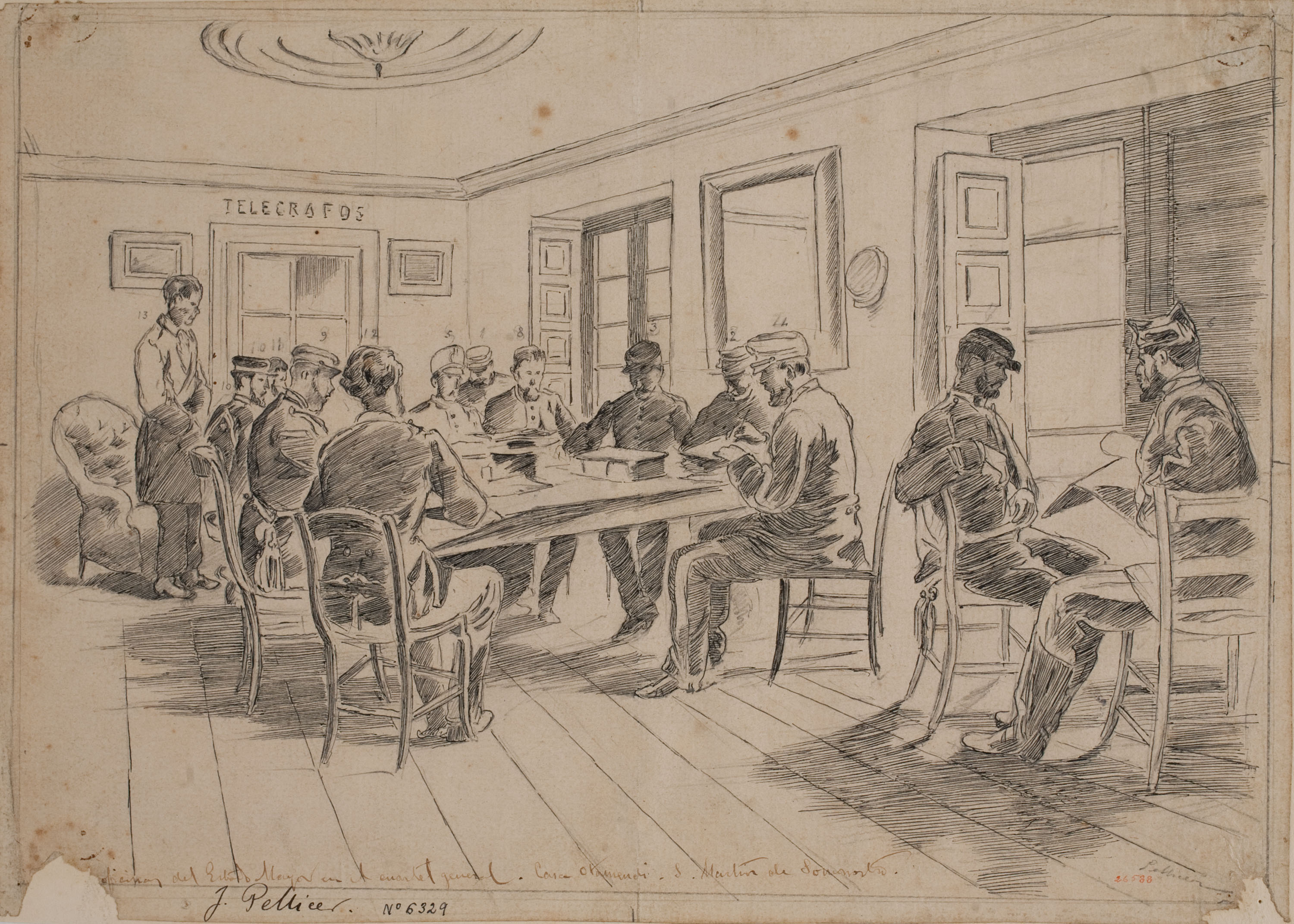 image for: Josep Lluís Pellicer - Oficinas del Estado mayor en el cuartel general. Casa Otamendi. San Martín de Somorrostro - Cap a 1874