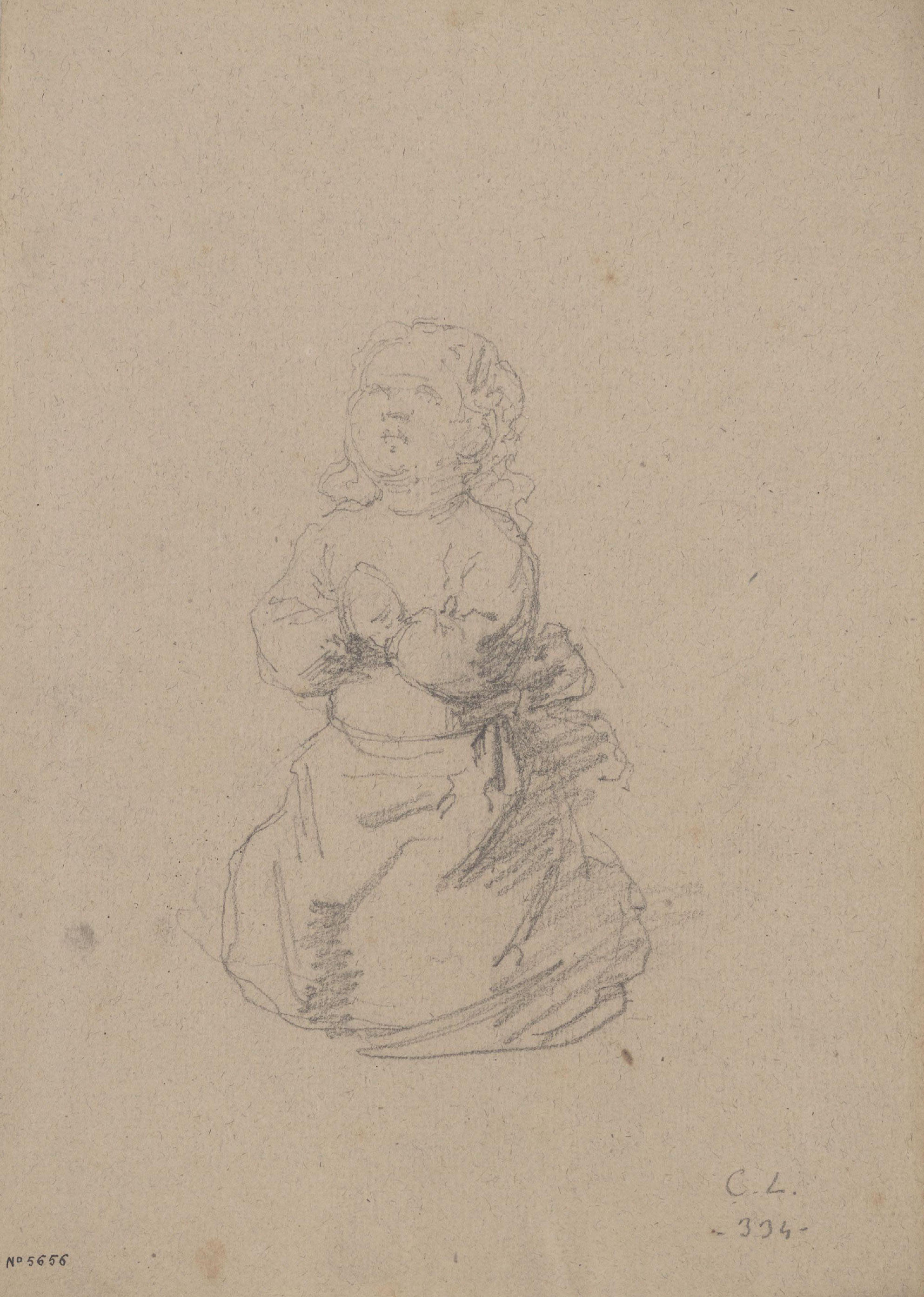 image for: Claudi Lorenzale - Nena agenollada pregant - Cap a 1850-1870