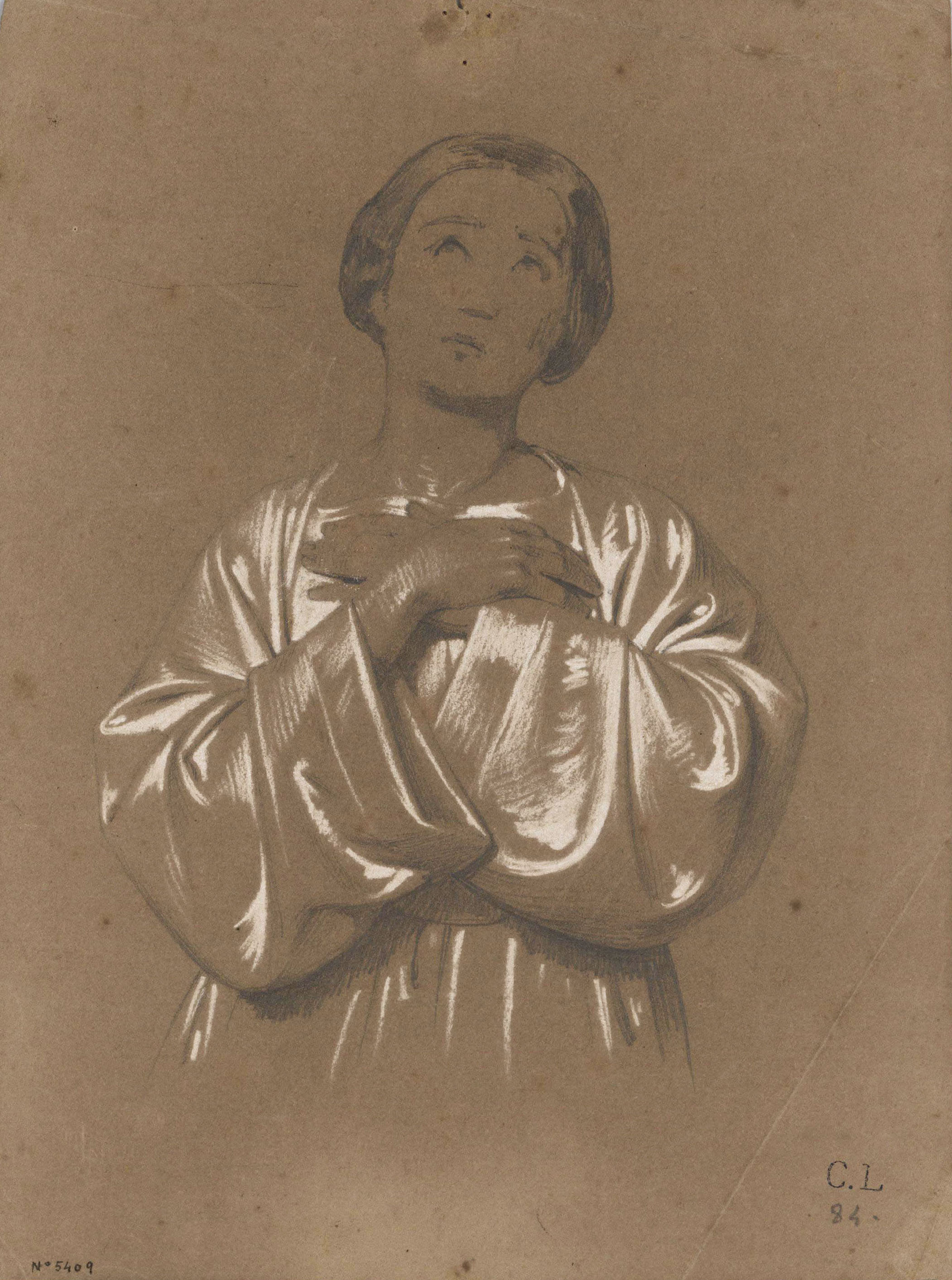 image for: Claudi Lorenzale - Noia jove en actitud de recolliment - Cap a 1850-1870