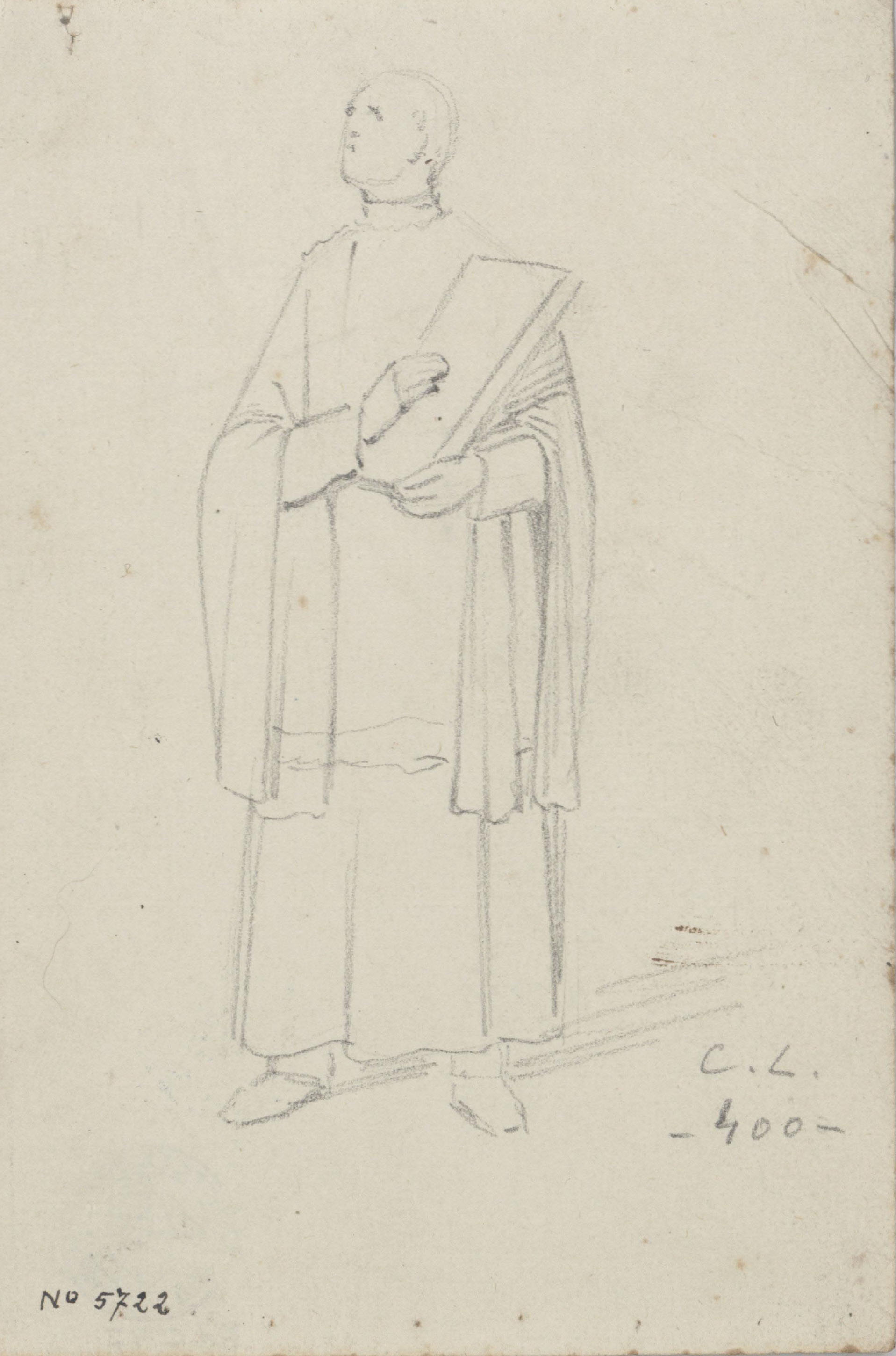 image for: Claudi Lorenzale - Sacerdot amb un llibre tancat a les mans - Cap a 1850-1870