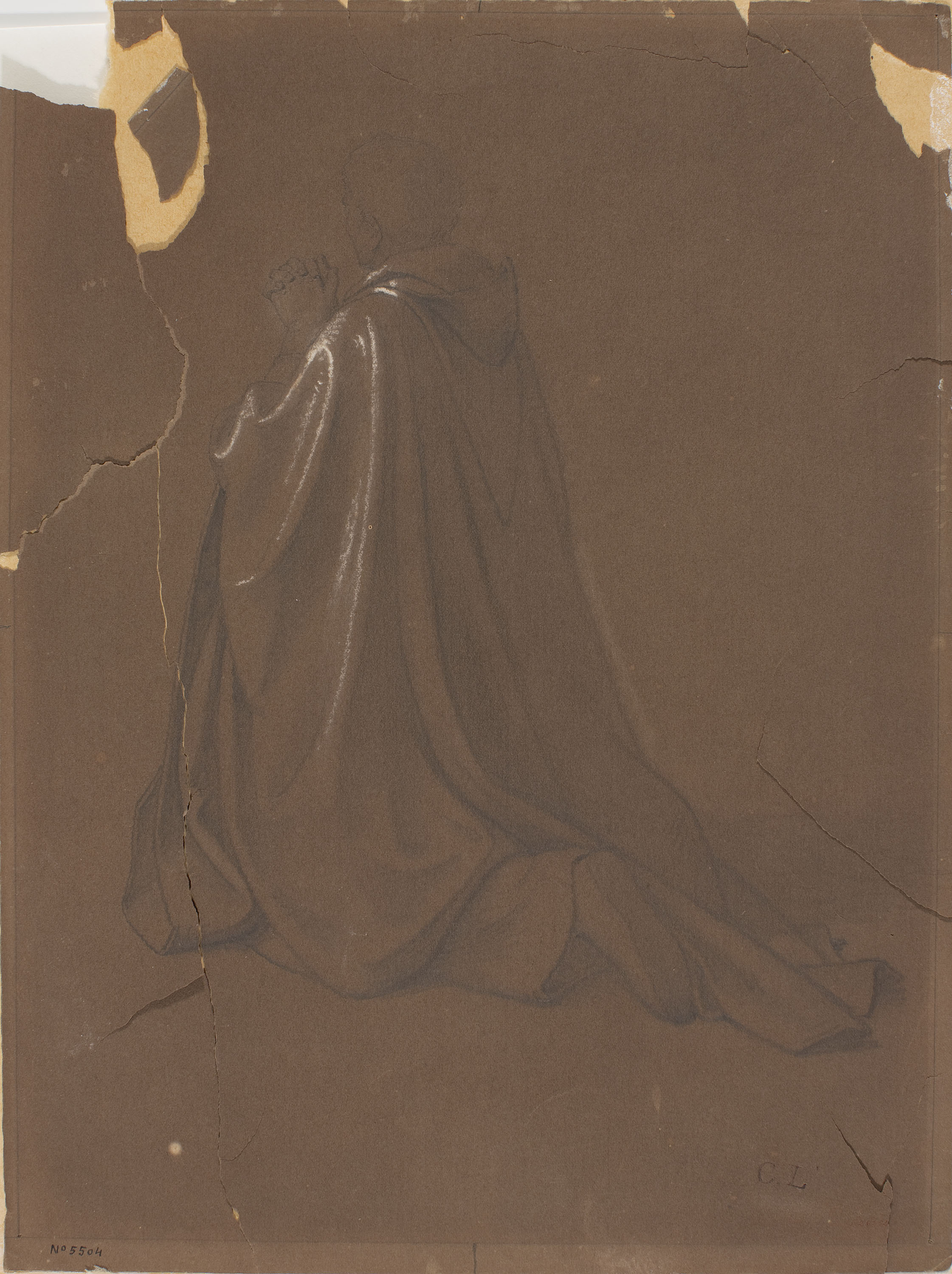 image for: Claudi Lorenzale - Sacerdot pregant agenollat i d'esquena - Cap a 1870