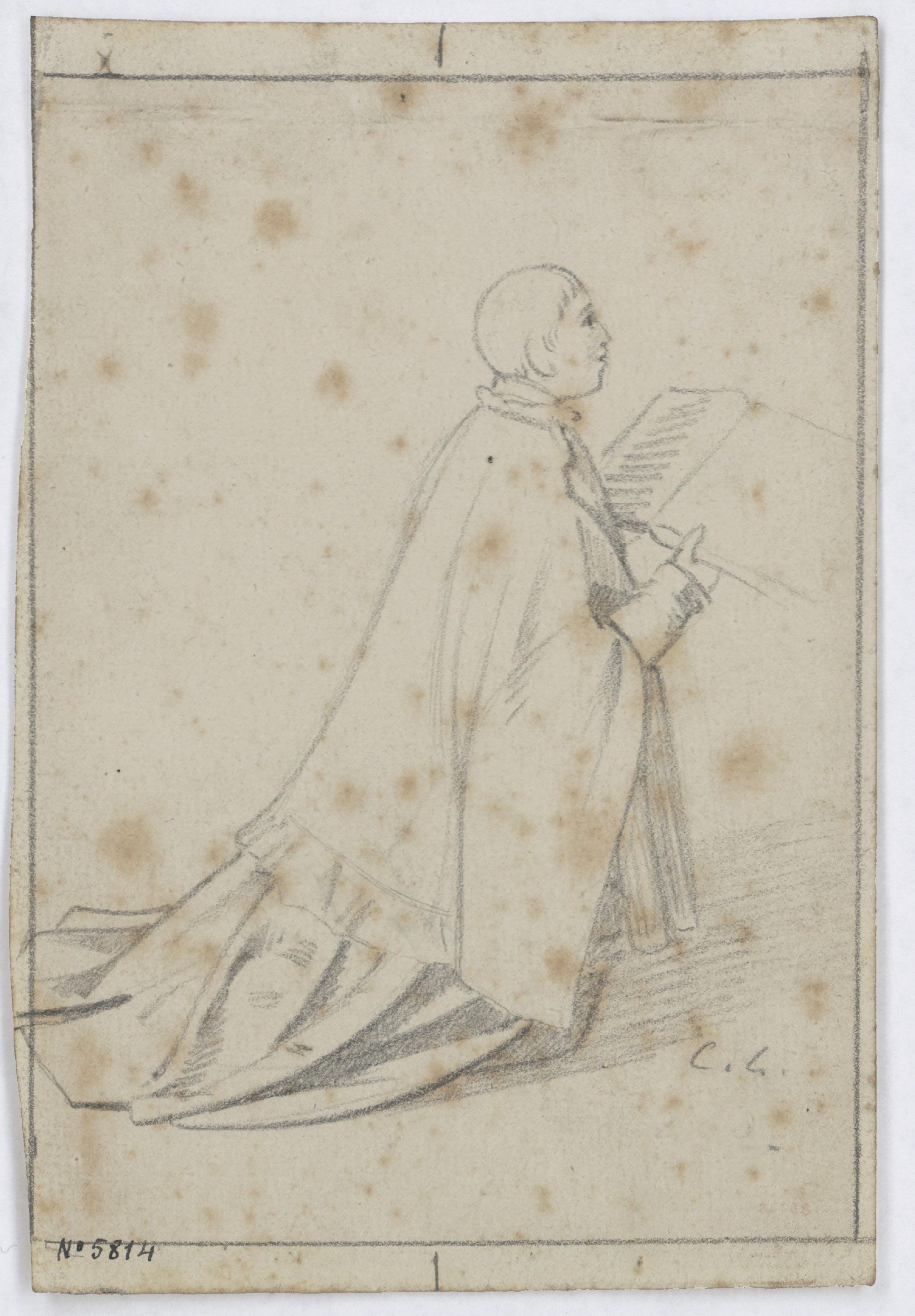 image for: Claudi Lorenzale - Sacerdot agenollat llegint un llibre - Cap a 1850-1870