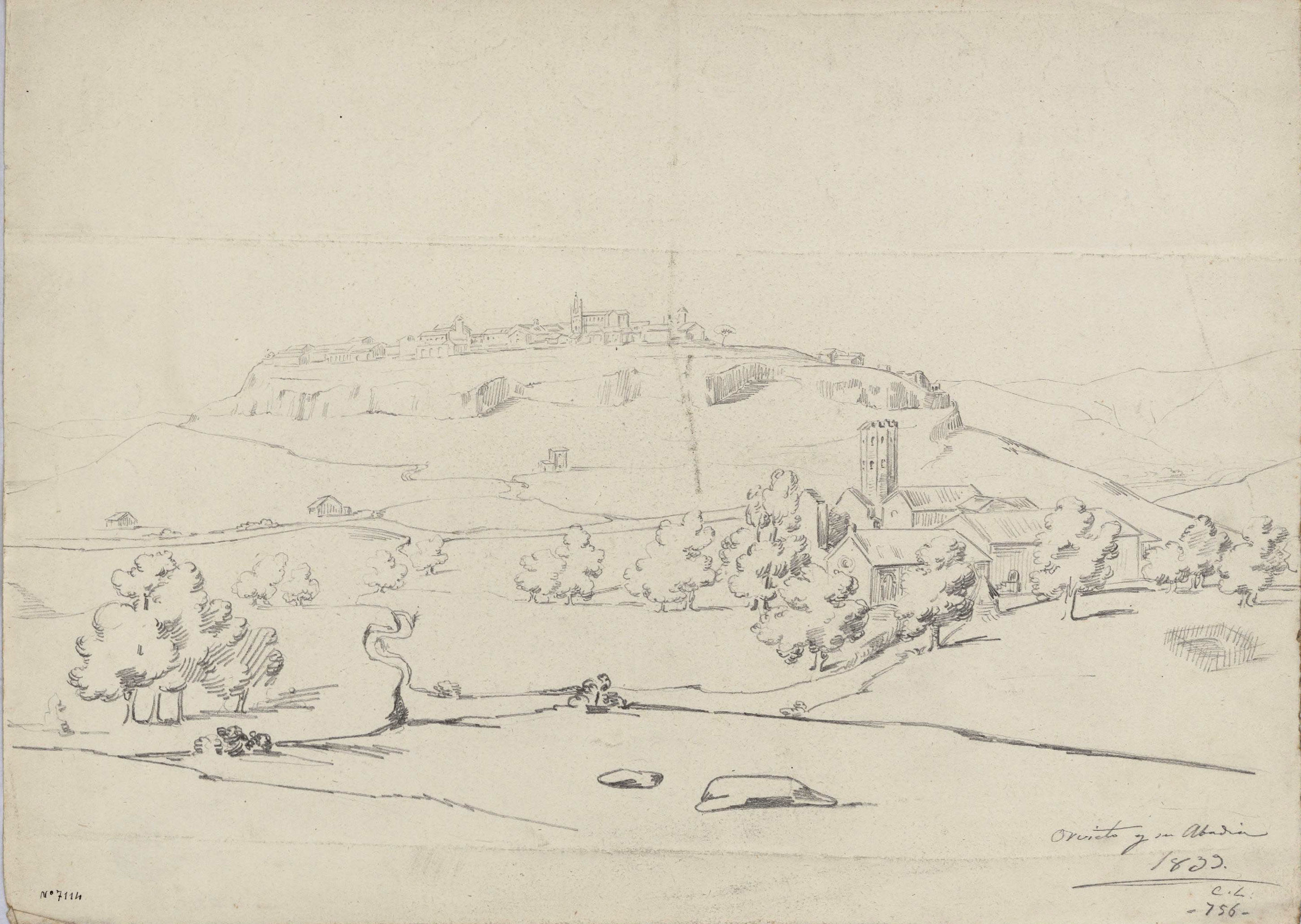 image for: Claudi Lorenzale - Vista d&#039;Orvieto i de la seva abadia - Orvieto, 1839