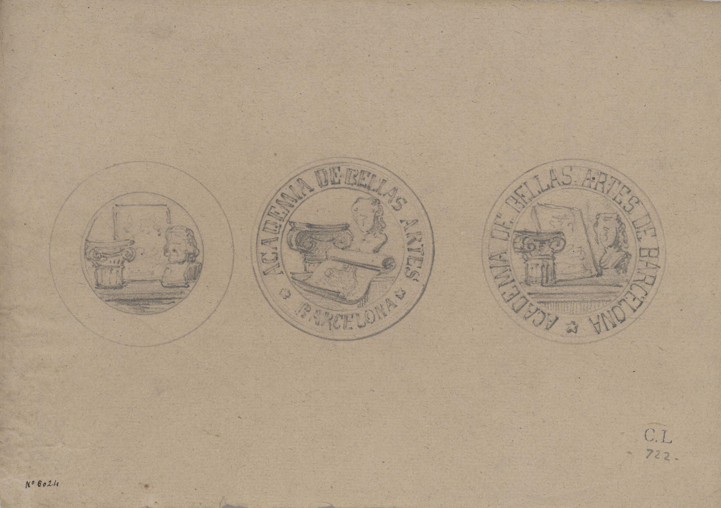 image for: Claudi Lorenzale - Projecte de medalles per a l&#039;Acadèmia de Belles Arts de Barcelona - Cap a 1860-1880