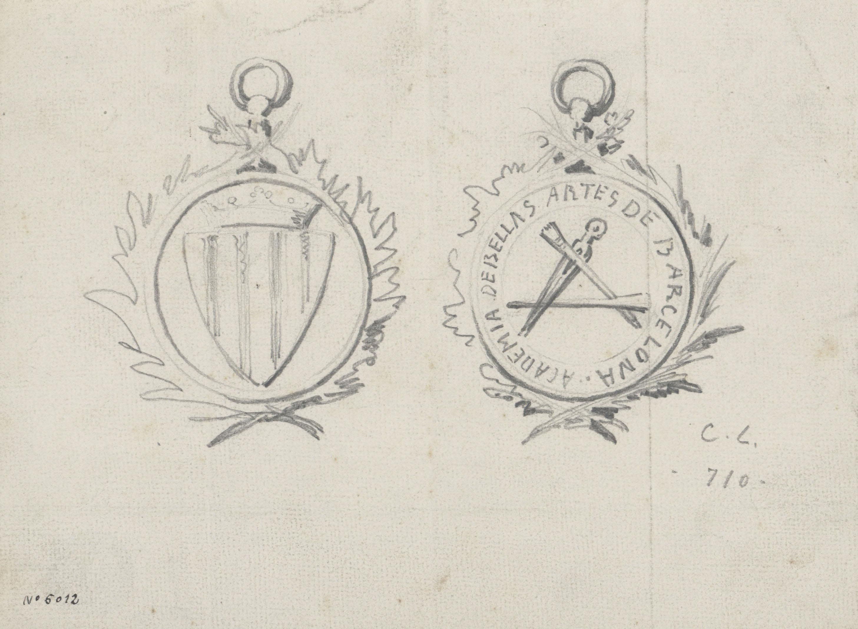 image for: Claudi Lorenzale - Projecte de medalla de l&#039;Acadèmia de Belles Arts de Barcelona - Cap a 1860-1880