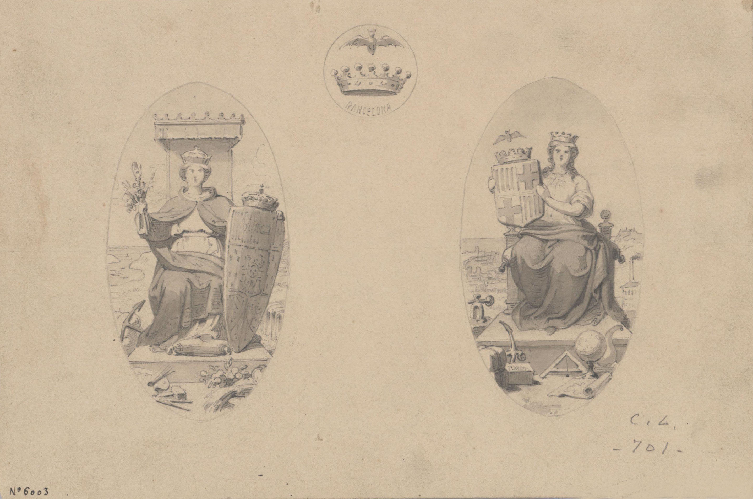 image for: Claudi Lorenzale - Projectes de medalles de la ciutat de Barcelona [?] - Cap a 1860-1880