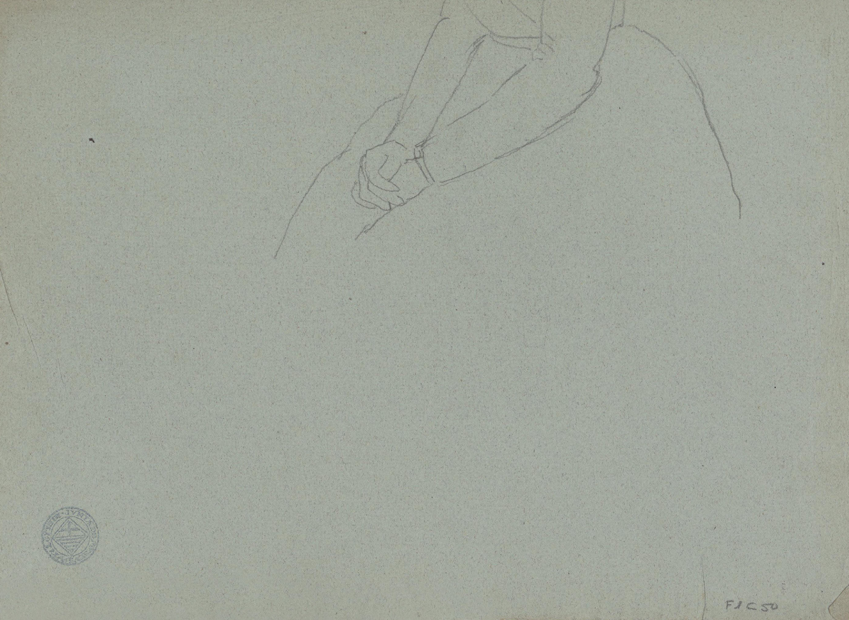 image for: Claudi Lorenzale - Vestimenta (anvers) / Estudi de mans creuades descansant sobre una faldilla (revers) - Cap a 1850-1870 [1]