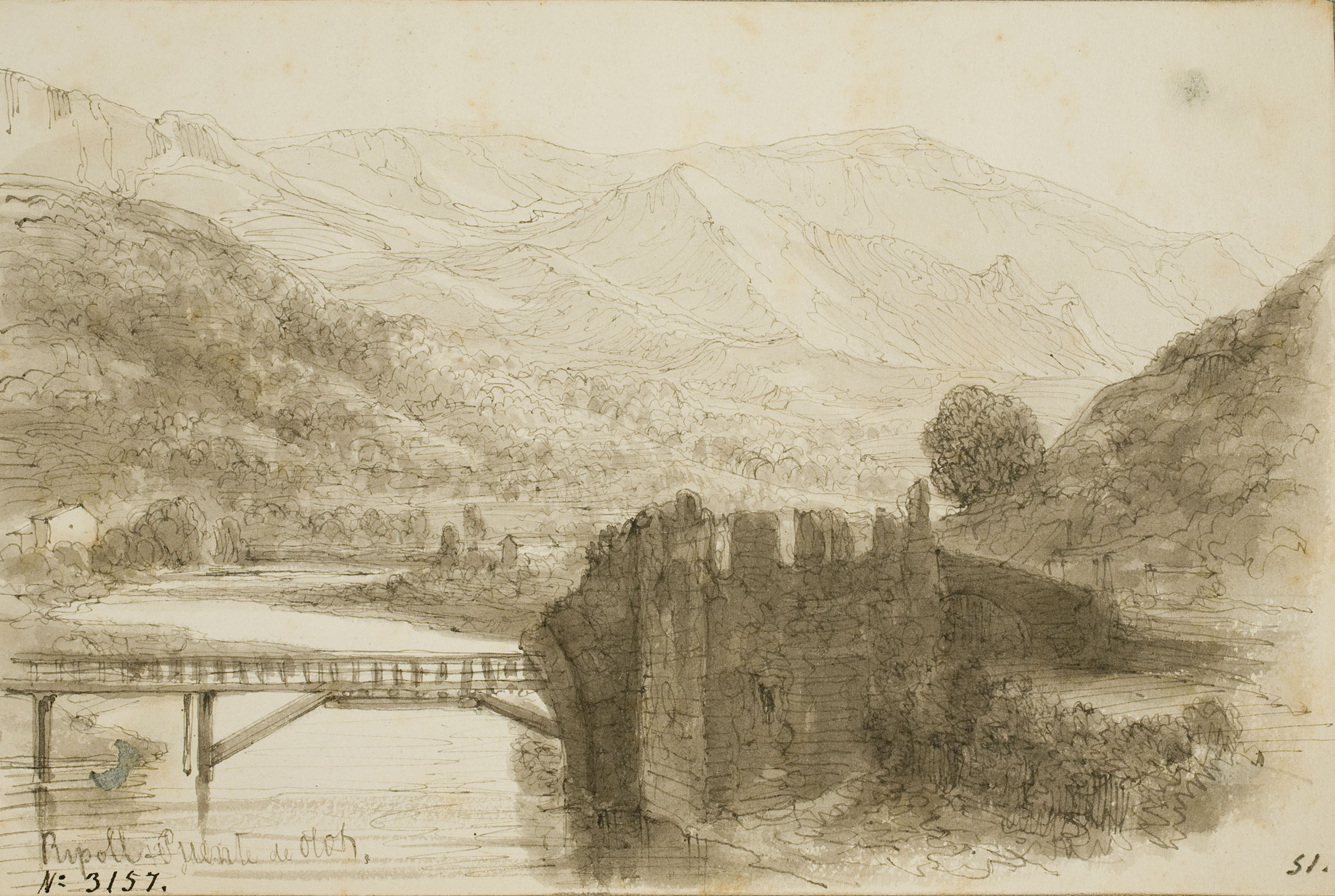 image for: Lluís Rigalt - Ripoll. Puente de Olot - Cap a 1851