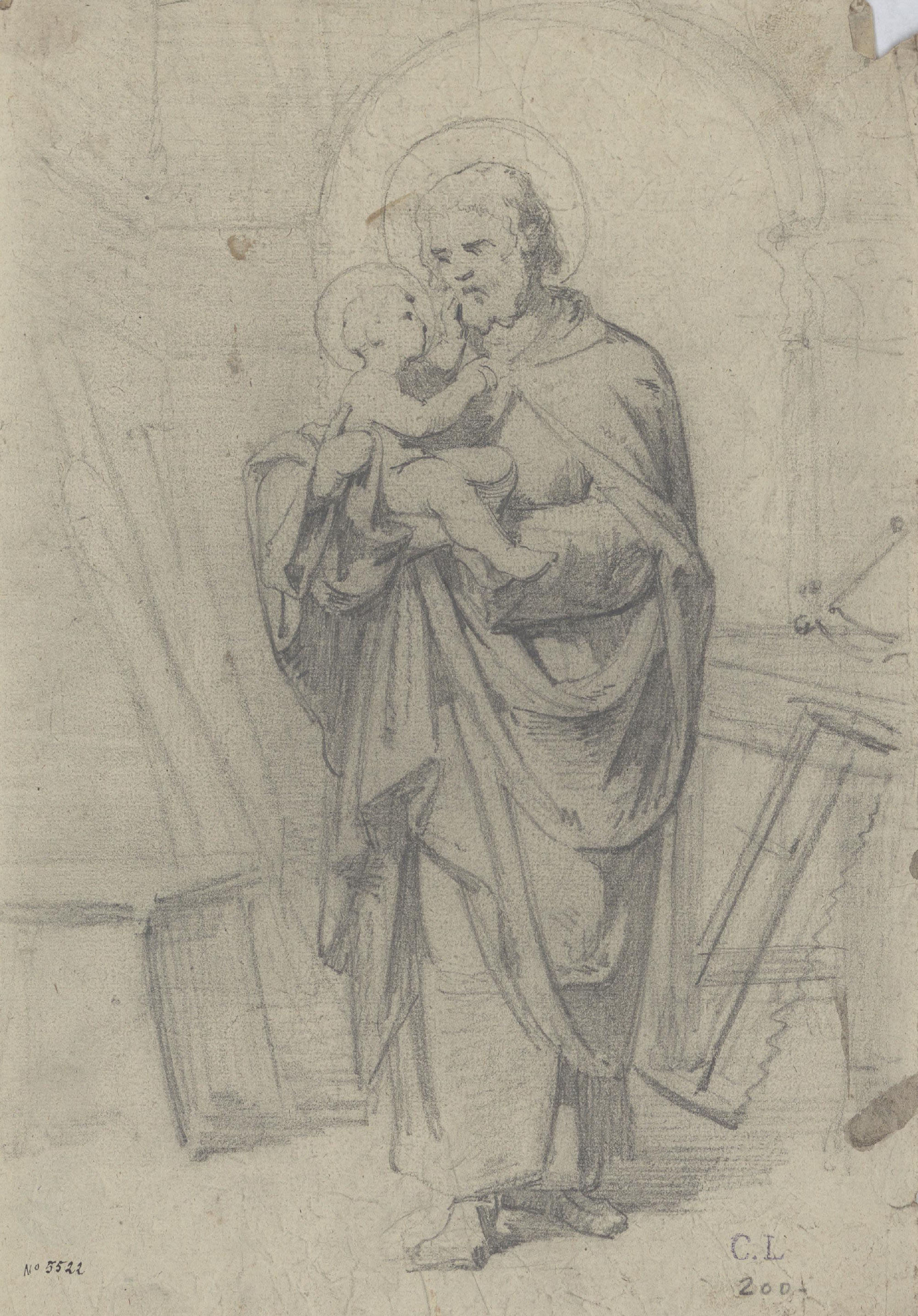 image for: Claudi Lorenzale - San Josep amb el nen Jesús al taller de fusteria - Cap a 1850-1870