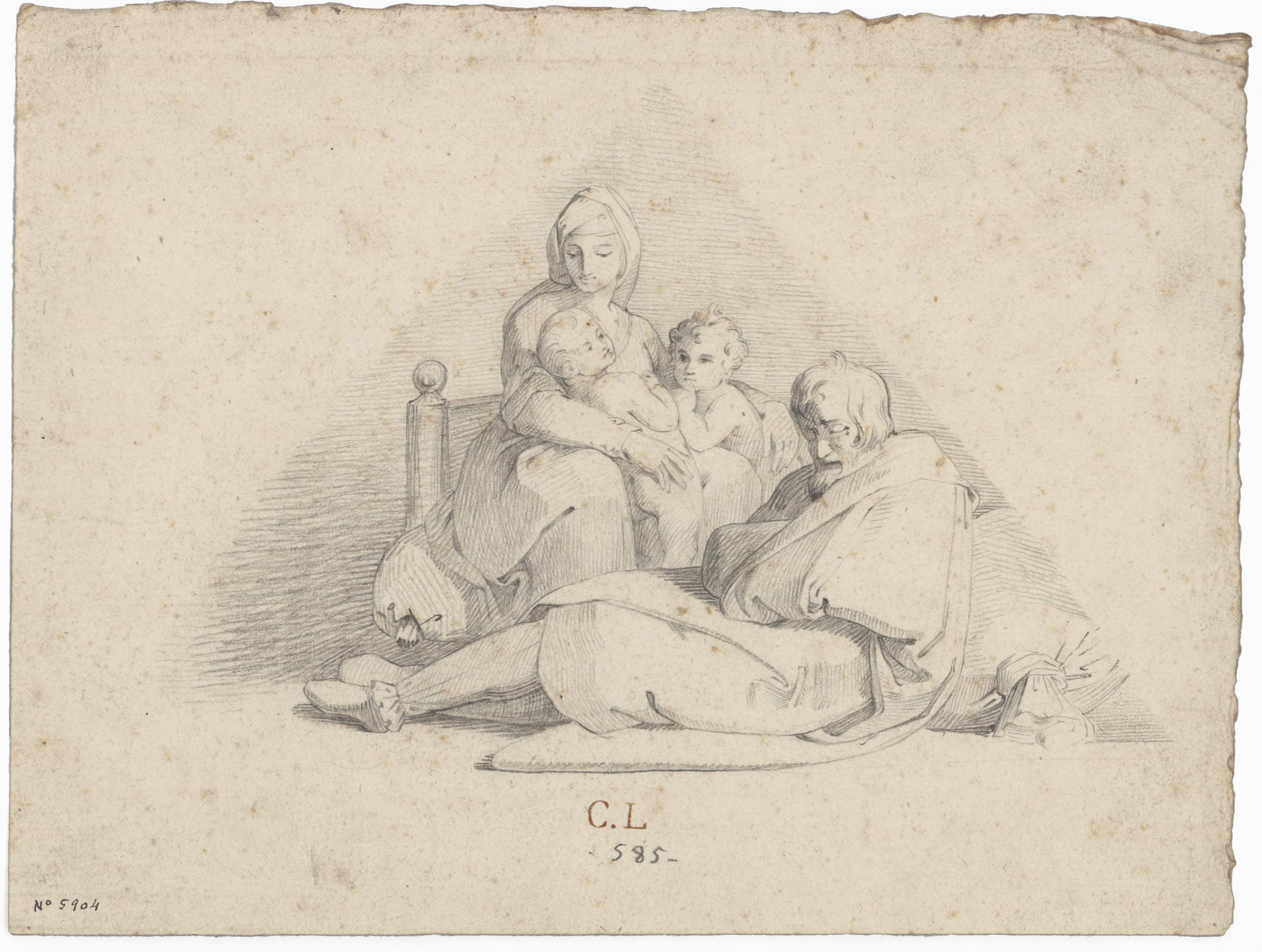 image for: Claudi Lorenzale - Sagrada Família amb sant Joanet [?] - Cap a 1840-1860