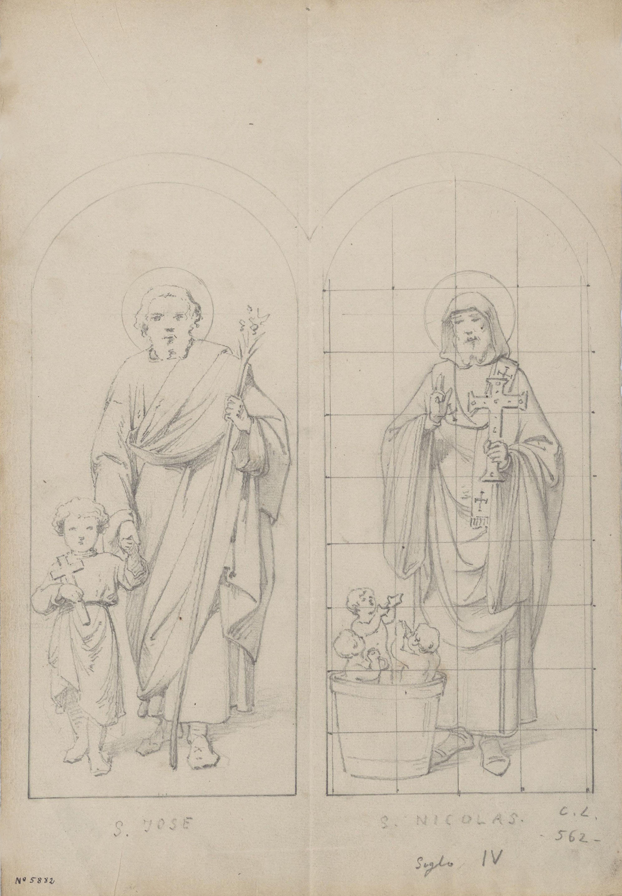 image for: Claudi Lorenzale - Sant Josep amb el Nen i Sant Nicolau - Cap a 1850-1870
