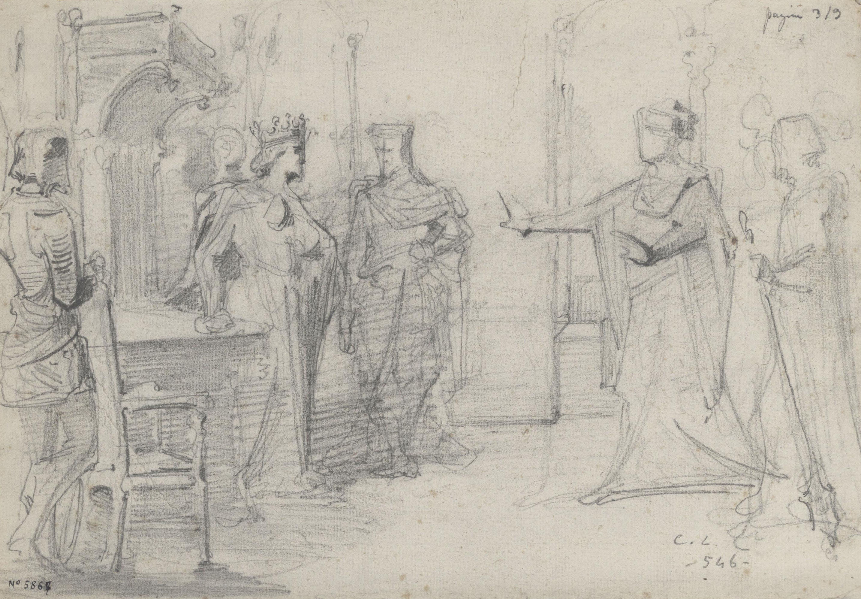 image for: Claudi Lorenzale - Sala del Tron d&#039;un Palau Reial. Còpia del llibre d&#039;Antoni de Bofarull «L&#039;orfaneta de Menargues o Catalunya agonitzant» - Cap a 1862