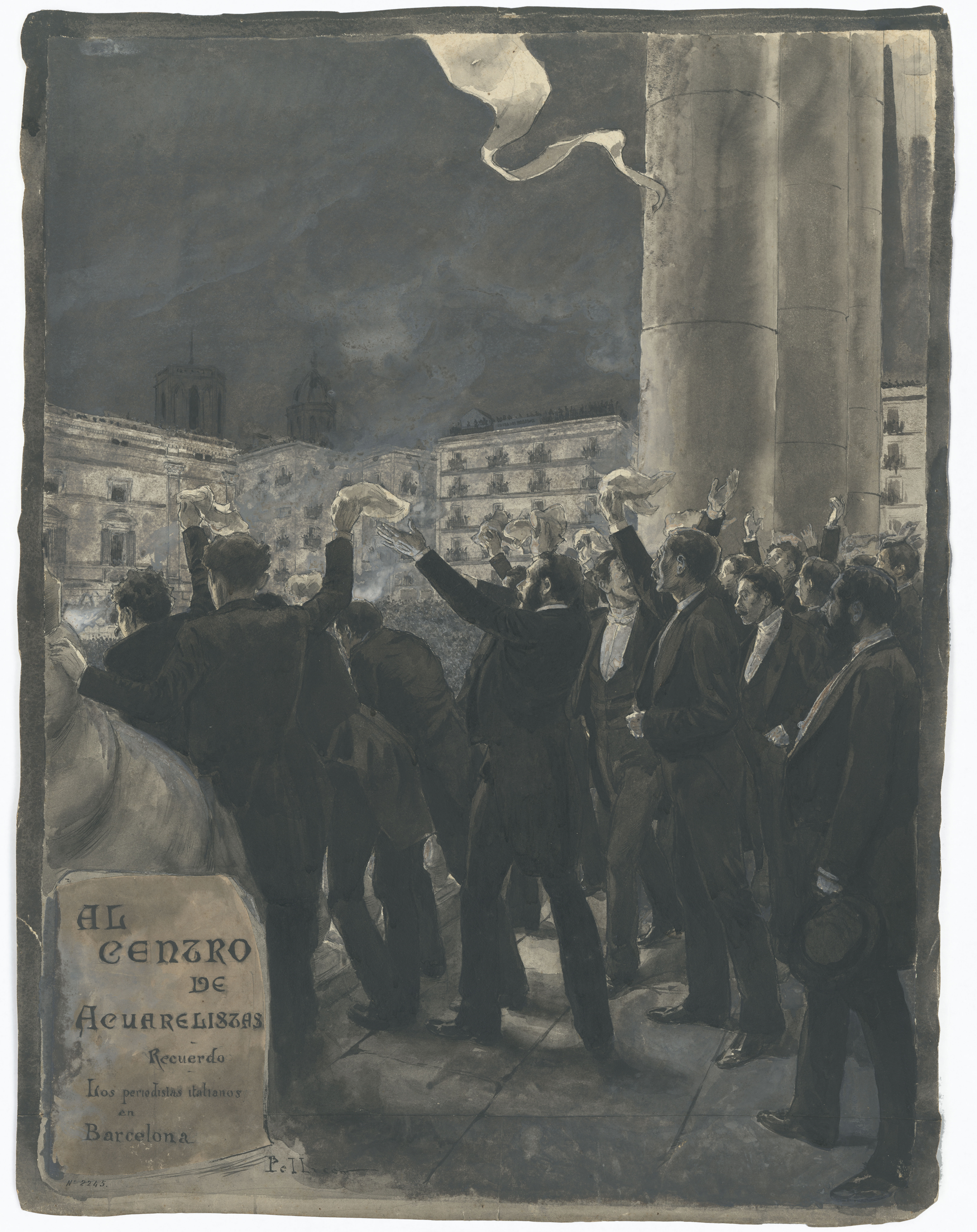 image for: Josep Lluís Pellicer - Periodistes italians al balcó de l&#039;Ajuntament de Barcelona - Cap a 1886