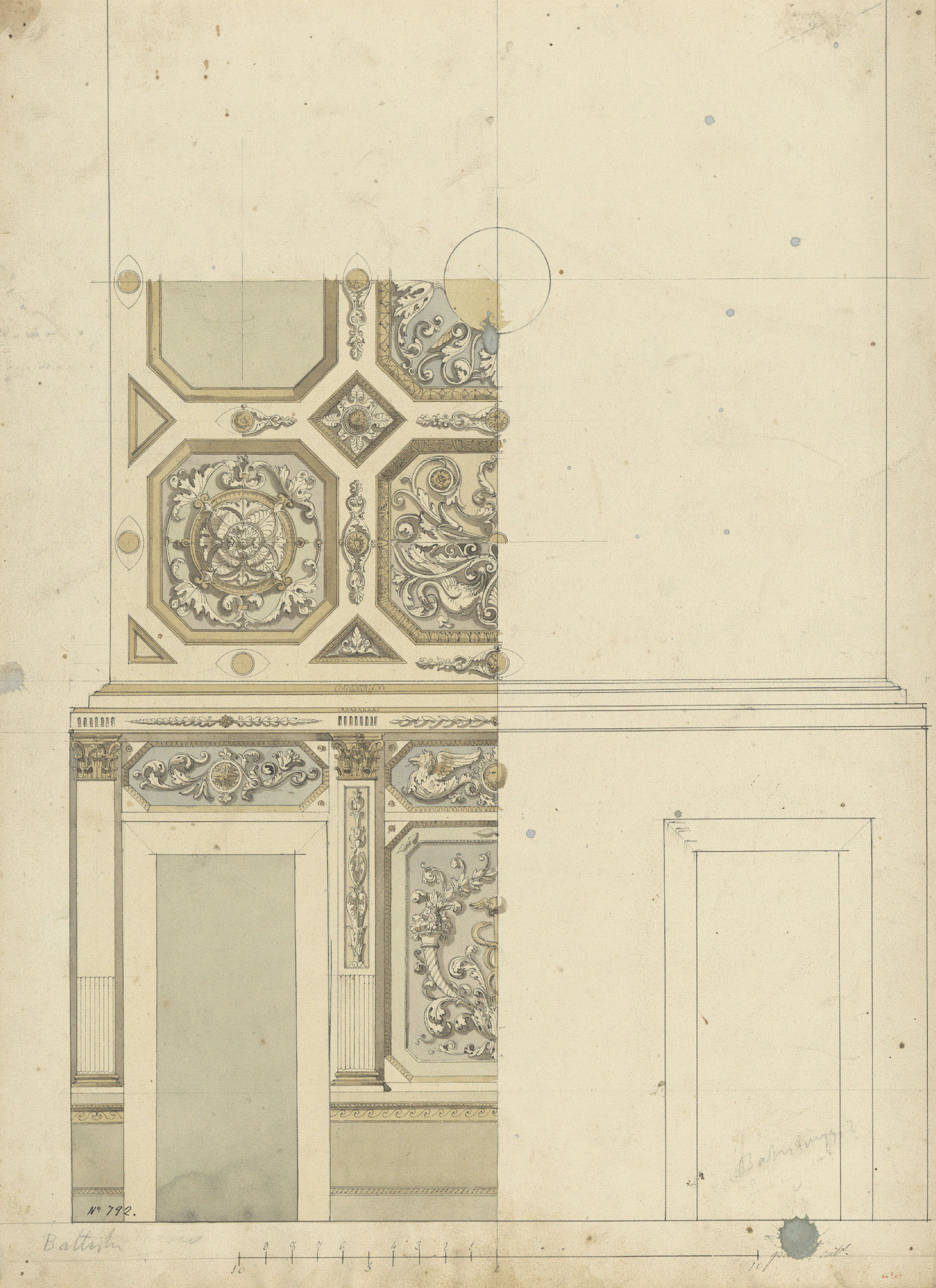 image for: Achille Battistuzzi - Projecte de decoració de sostre i mur - Cap a 1860-1880