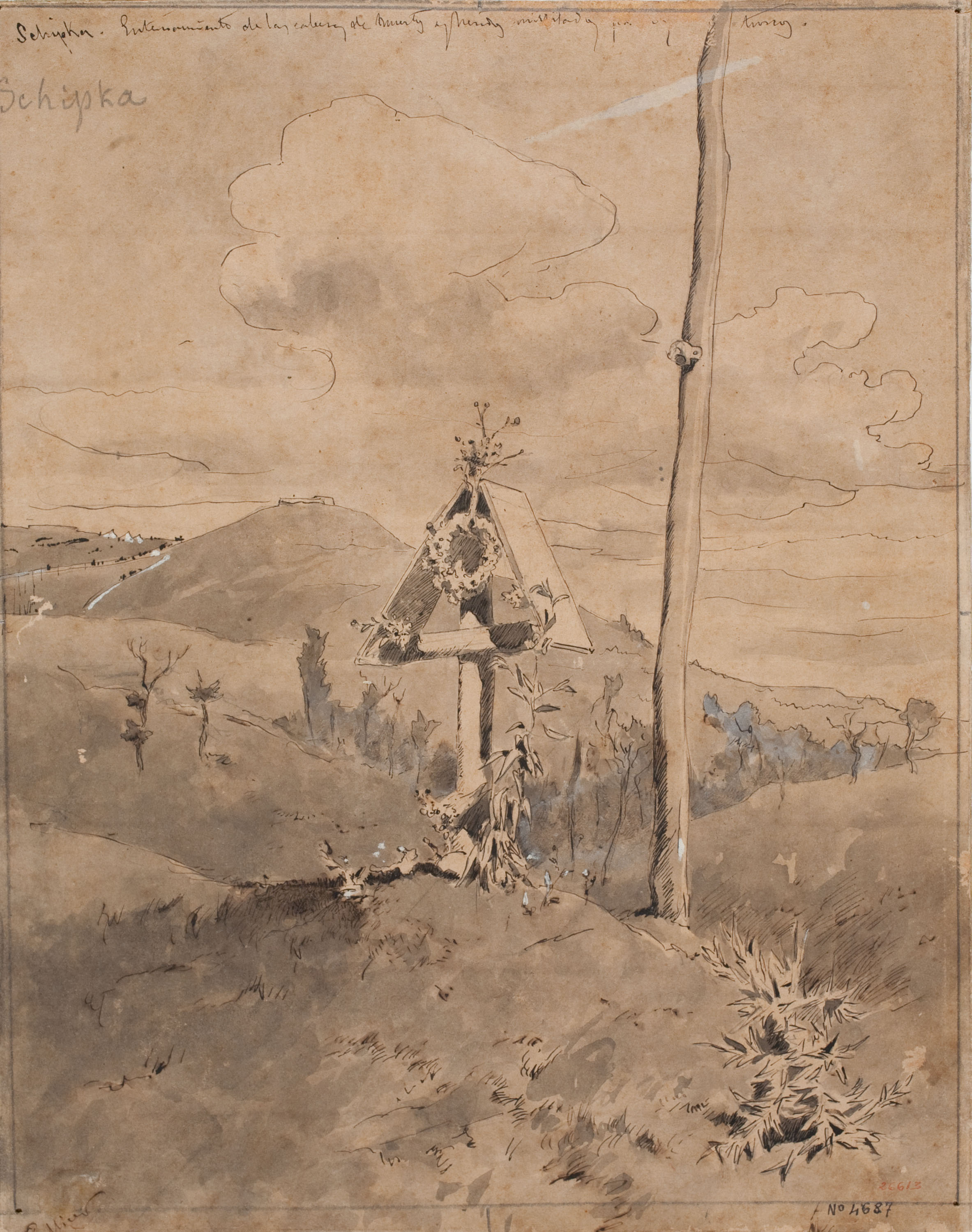 image for: Josep Lluís Pellicer - Schipka. Enterramiento de las cabezas de muertos y heridos mutiladas [por los] turcos - 1877