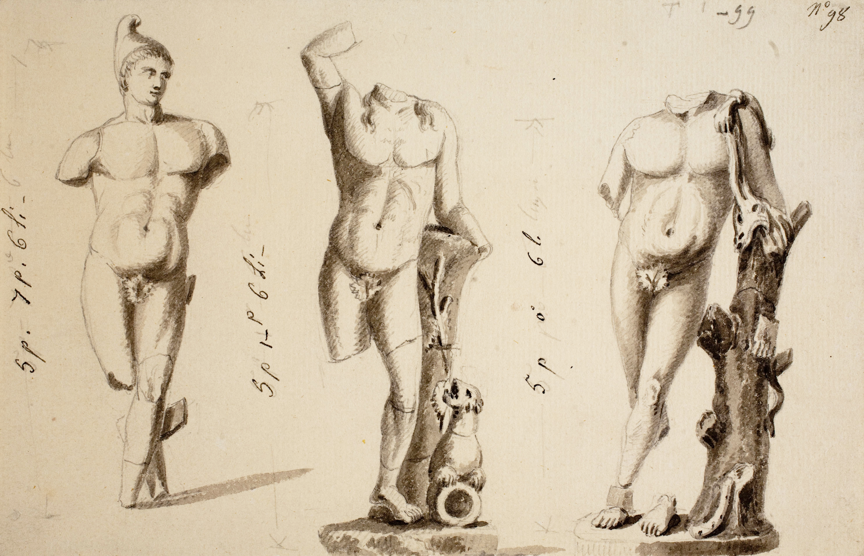 image for: Dutailly - Tres apunts d&#039;escultures mutilades - Cap a 1801-1803