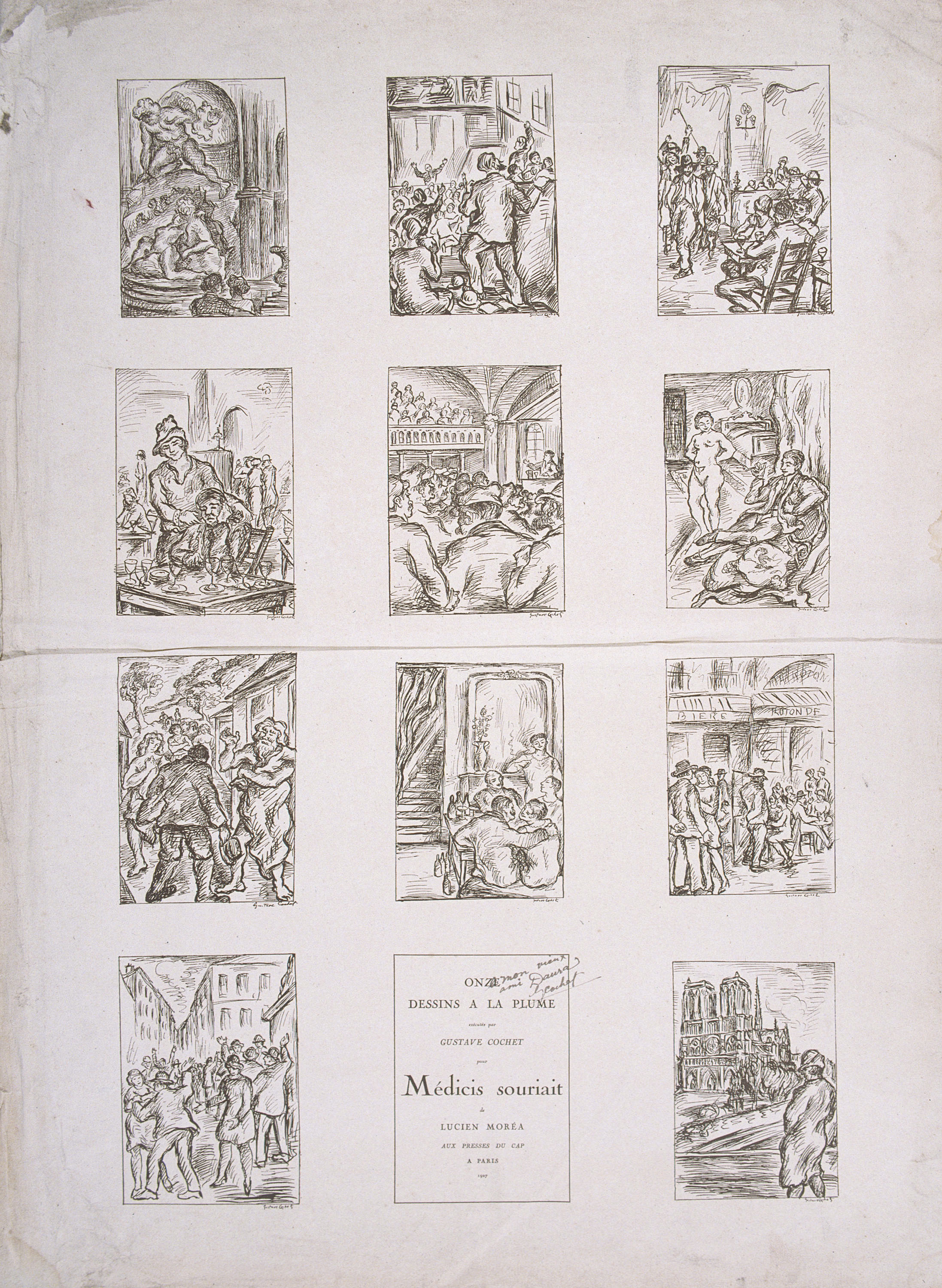 image for: Gustavo Cochet - Proves tipogràfiques per al llibre «Onze dessins a la plume exécutés par Gustave Cochet pour Médicis souriait de Lucien Moréa aux presses du cap a Paris 1927» - Cap a 1927
