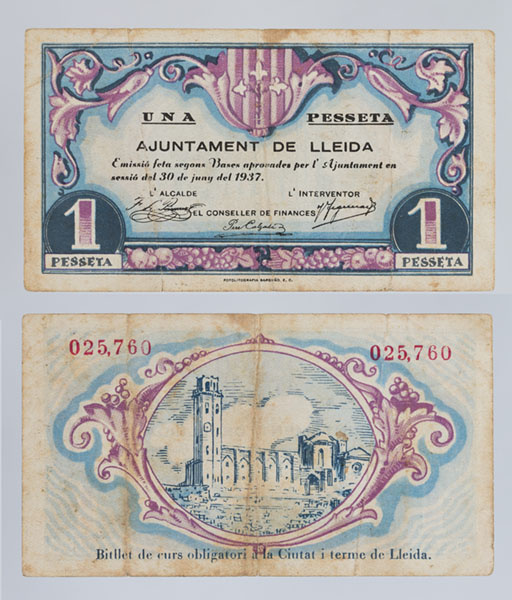 image for: Ajuntament de Lleida - 1 pesseta - 30.06.1937